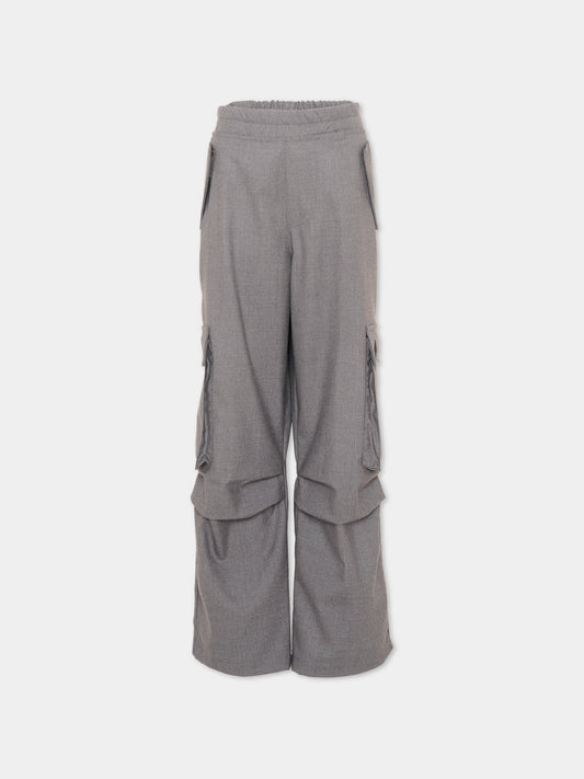 Pantaloni cargo grigi per bambino con logo,County Of Milan Kids,F5CMJBPA052 100