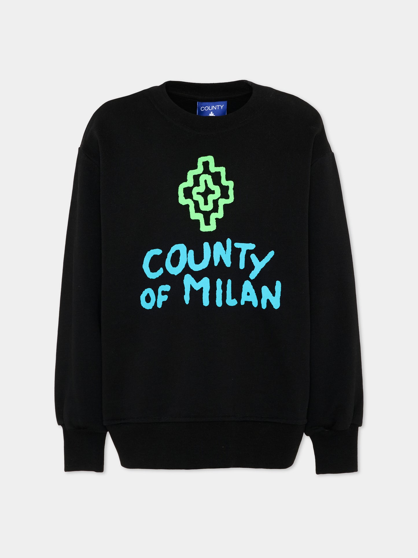 Felpa nera per bambino con logo,County Of Milan Kids,F5CMJBSW068 110