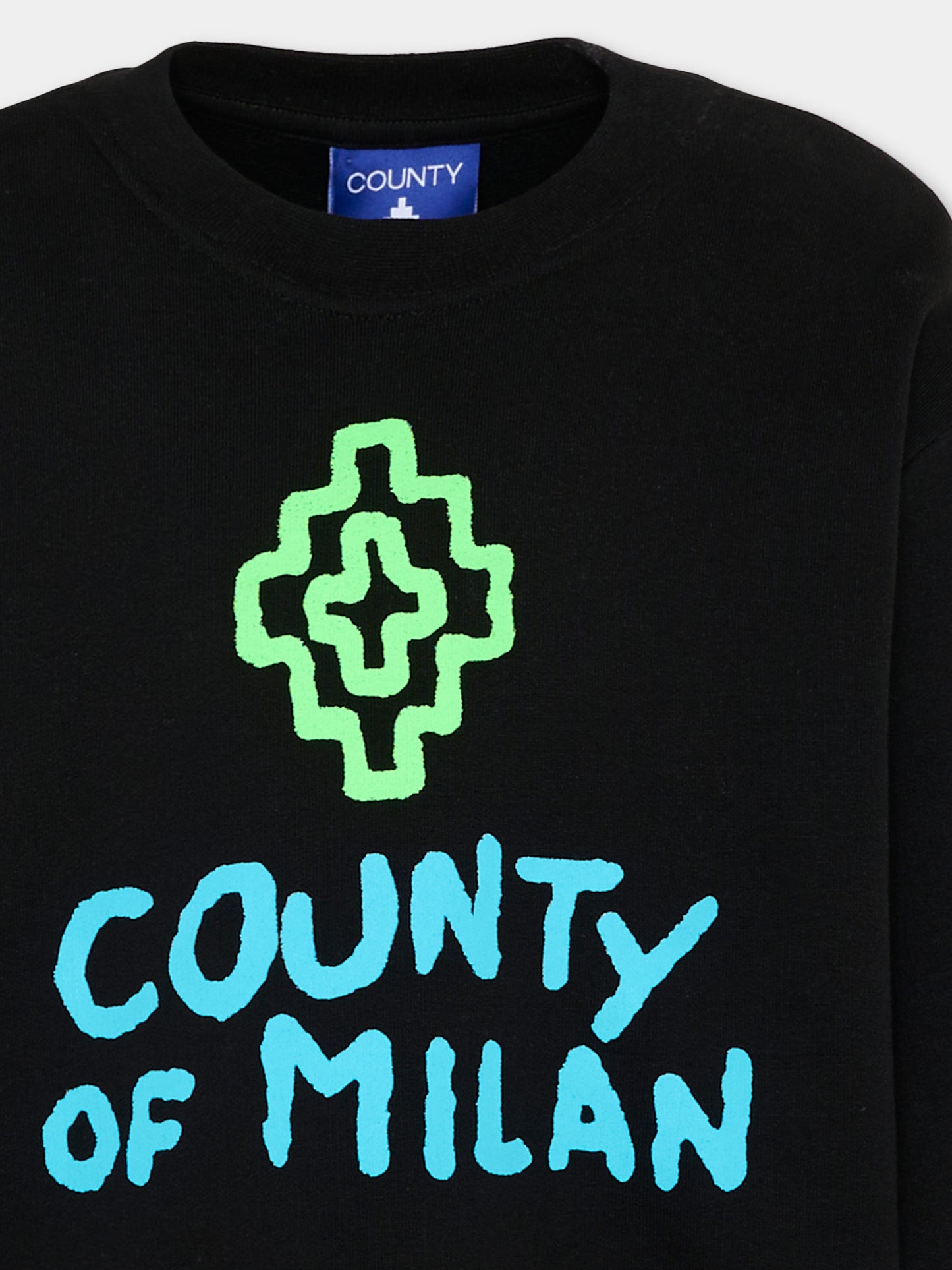 Felpa nera per bambino con logo,County Of Milan Kids,F5CMJBSW068 110
