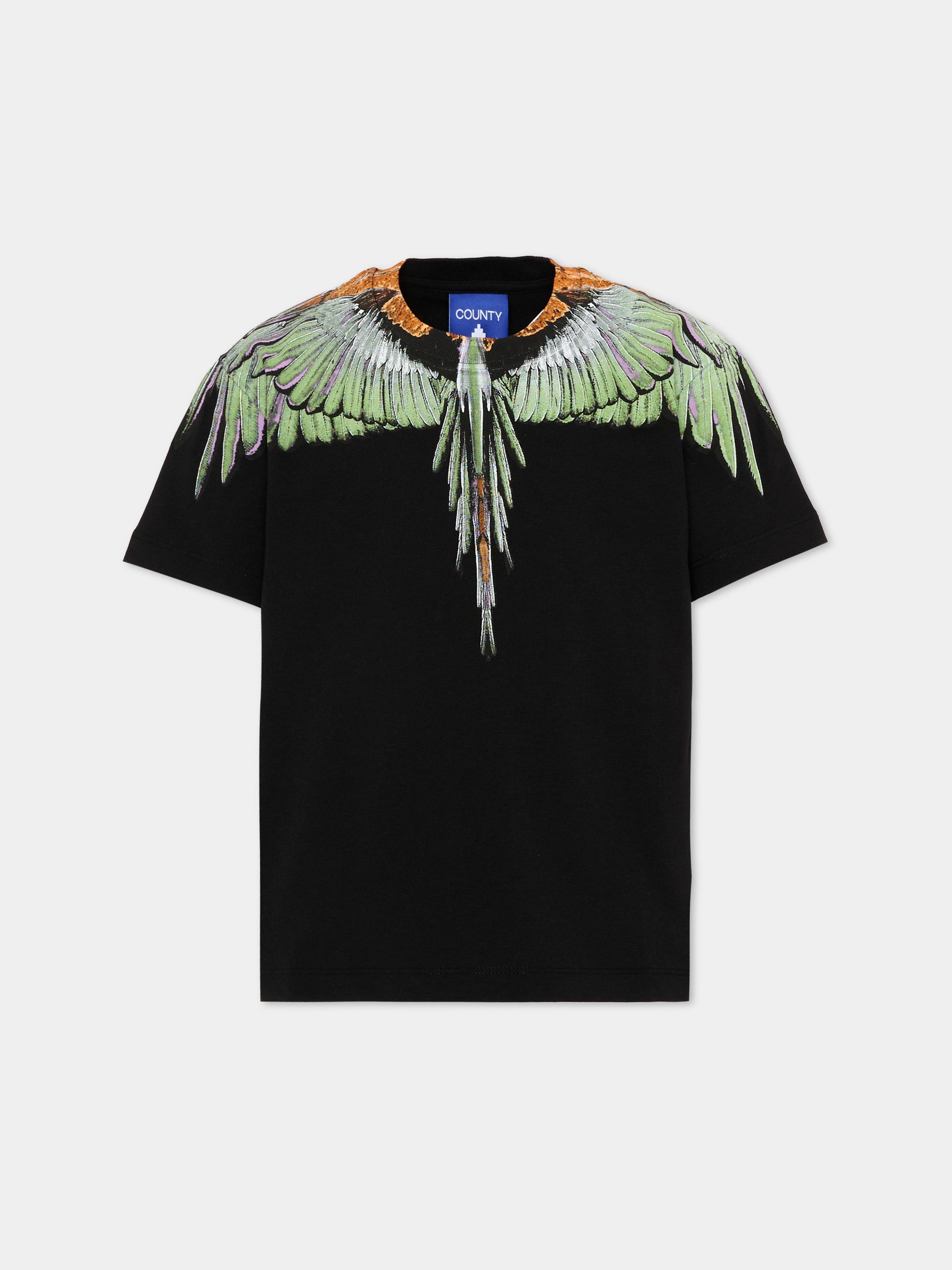 T-Shirt nera per bambino con ali,County Of Milan Kids,F5CMJBTH063 110