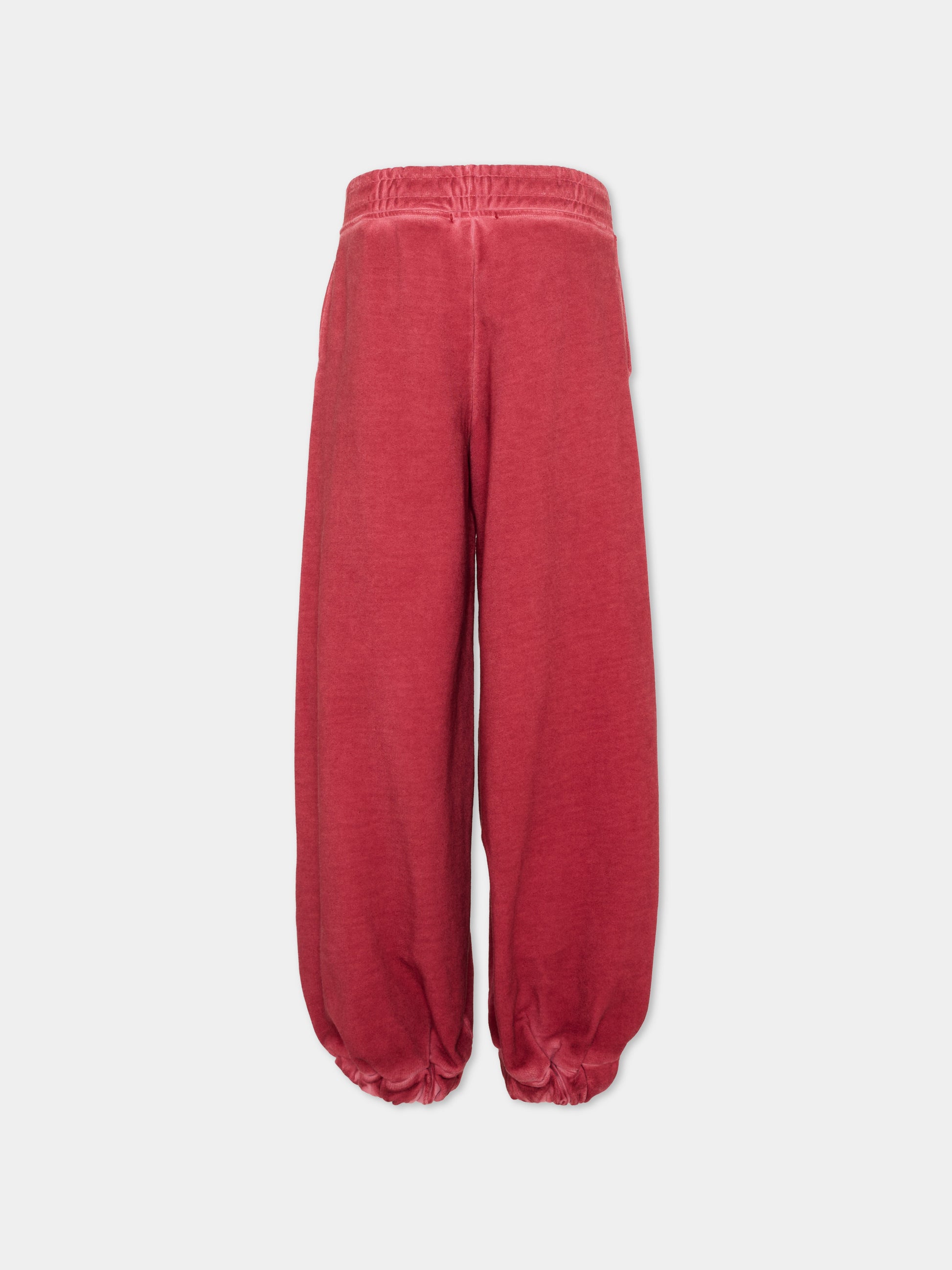 Pantaloni sportivi bordeaux per bambina con logo,County Of Milan Kids,F5CMJGFP031 096