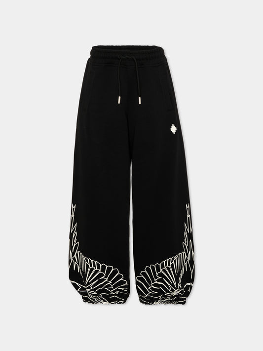 Pantaloni sportivi neri per bambina con ali,County Of Milan Kids,F5CMJGFP099 110
