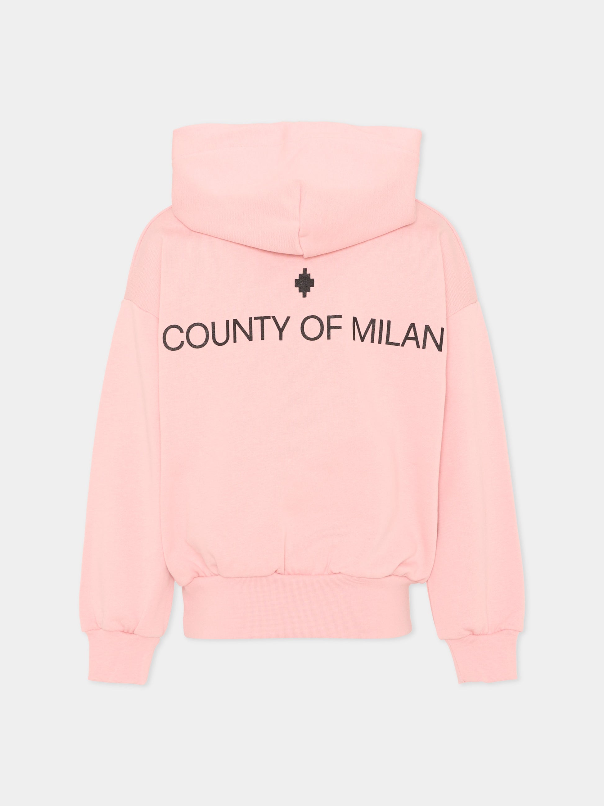 Felpa rosa per bambina con logo,County Of Milan Kids,F5CMJGHS084 BW008