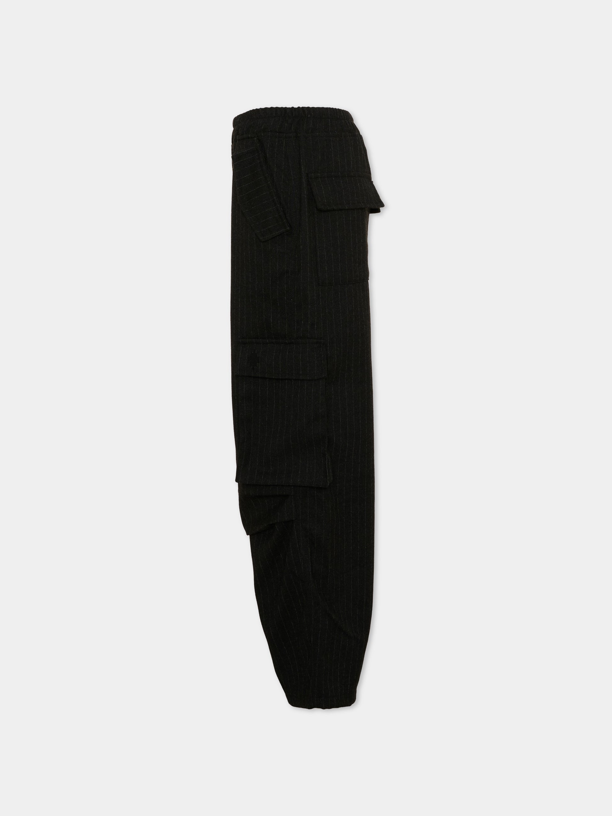 Pantaloni cargo neri per bambina con logo,County Of Milan Kids,F5CMJGPA019 110