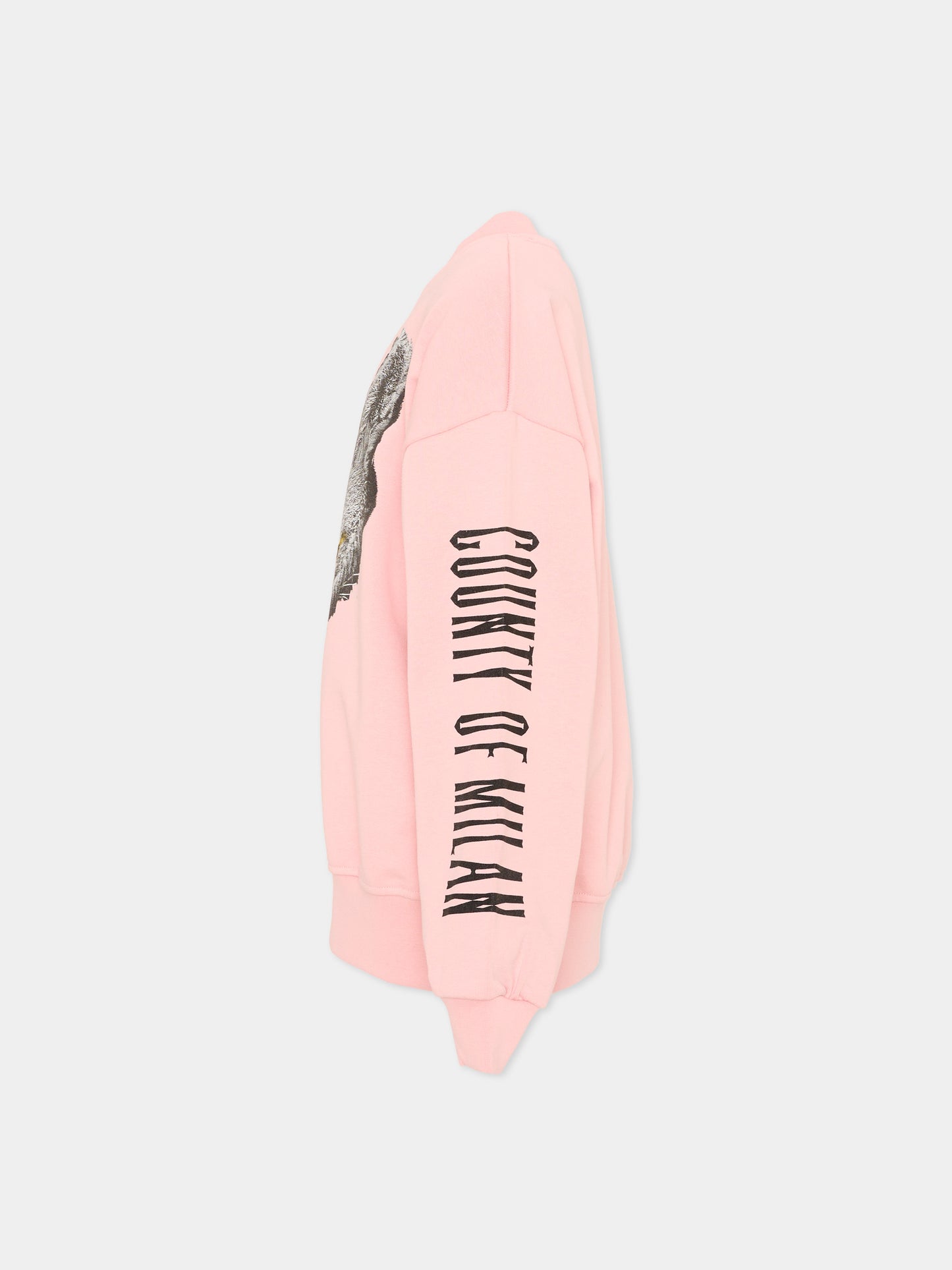 Felpa rosa per bambina con lupo,County Of Milan Kids,F5CMJGSW093 BW008