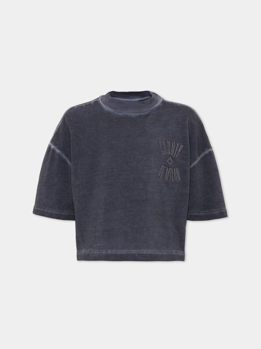 T-shirt nera per bambina con logo,County Of Milan Kids,F5CMJGTH030 110