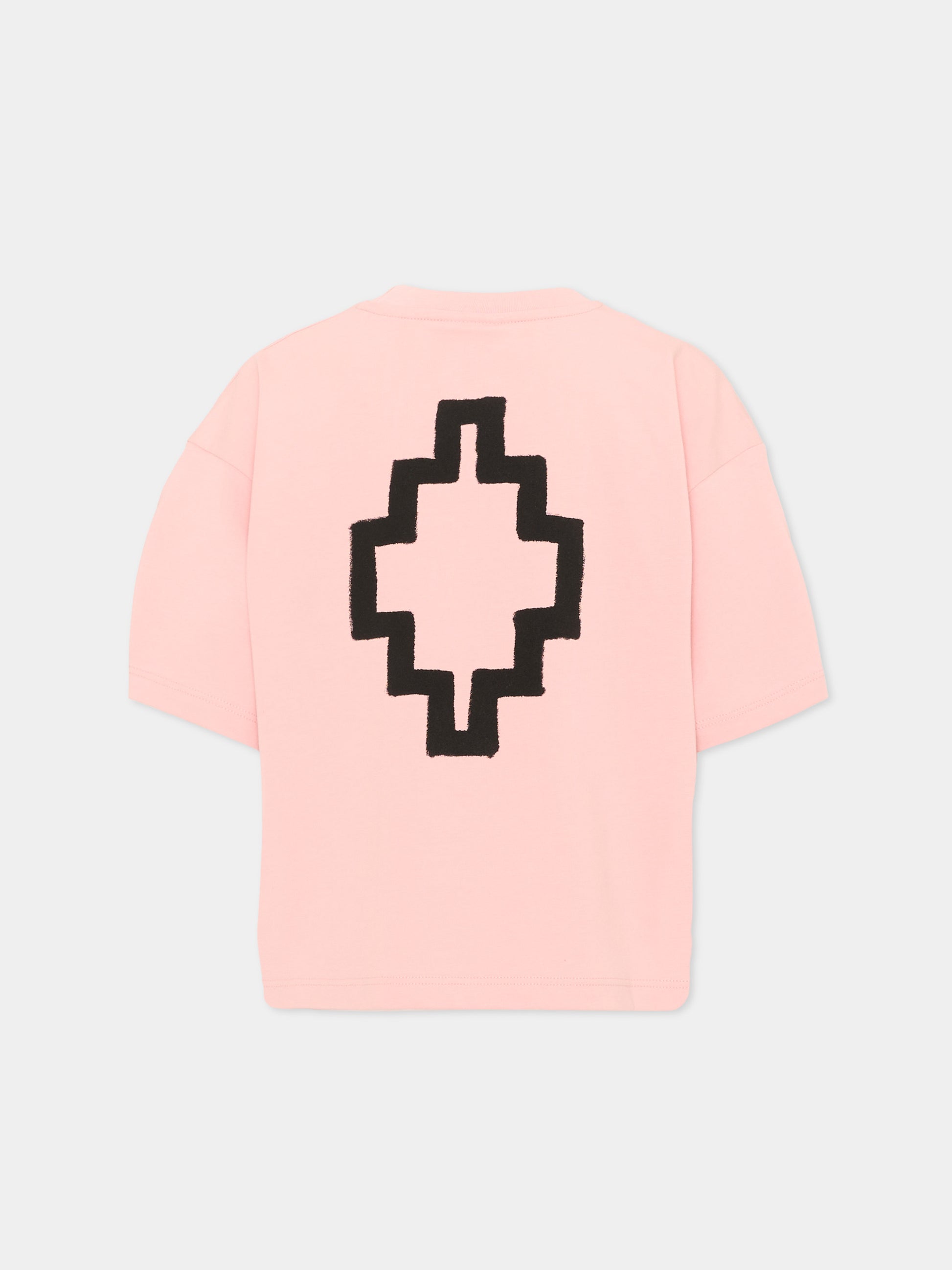 T-shirt rosa per bambina con logo,County Of Milan Kids,F5CMJGTH096 BW008