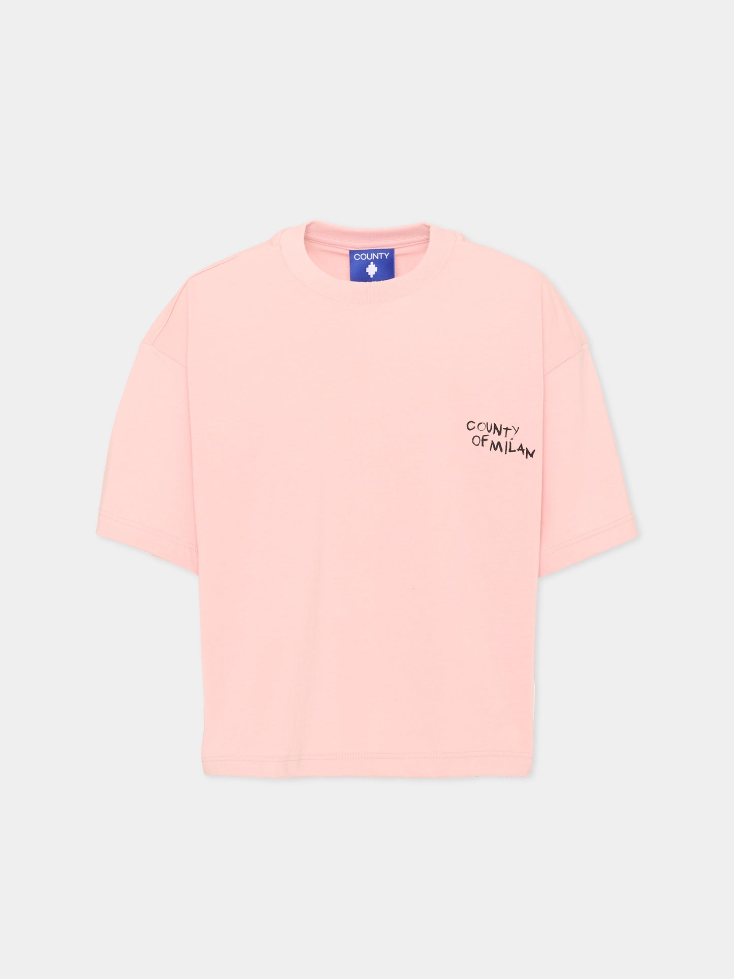 T-shirt rosa per bambina con logo,County Of Milan Kids,F5CMJGTH096 BW008
