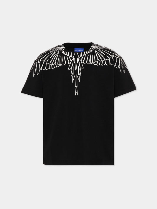 T-shirt nera per bambina con ali,County Of Milan Kids,F5CMJGTH102 110