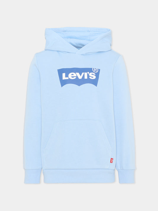 Felpa celeste per bambino con logo,Levi's Kids,EE910 UF6