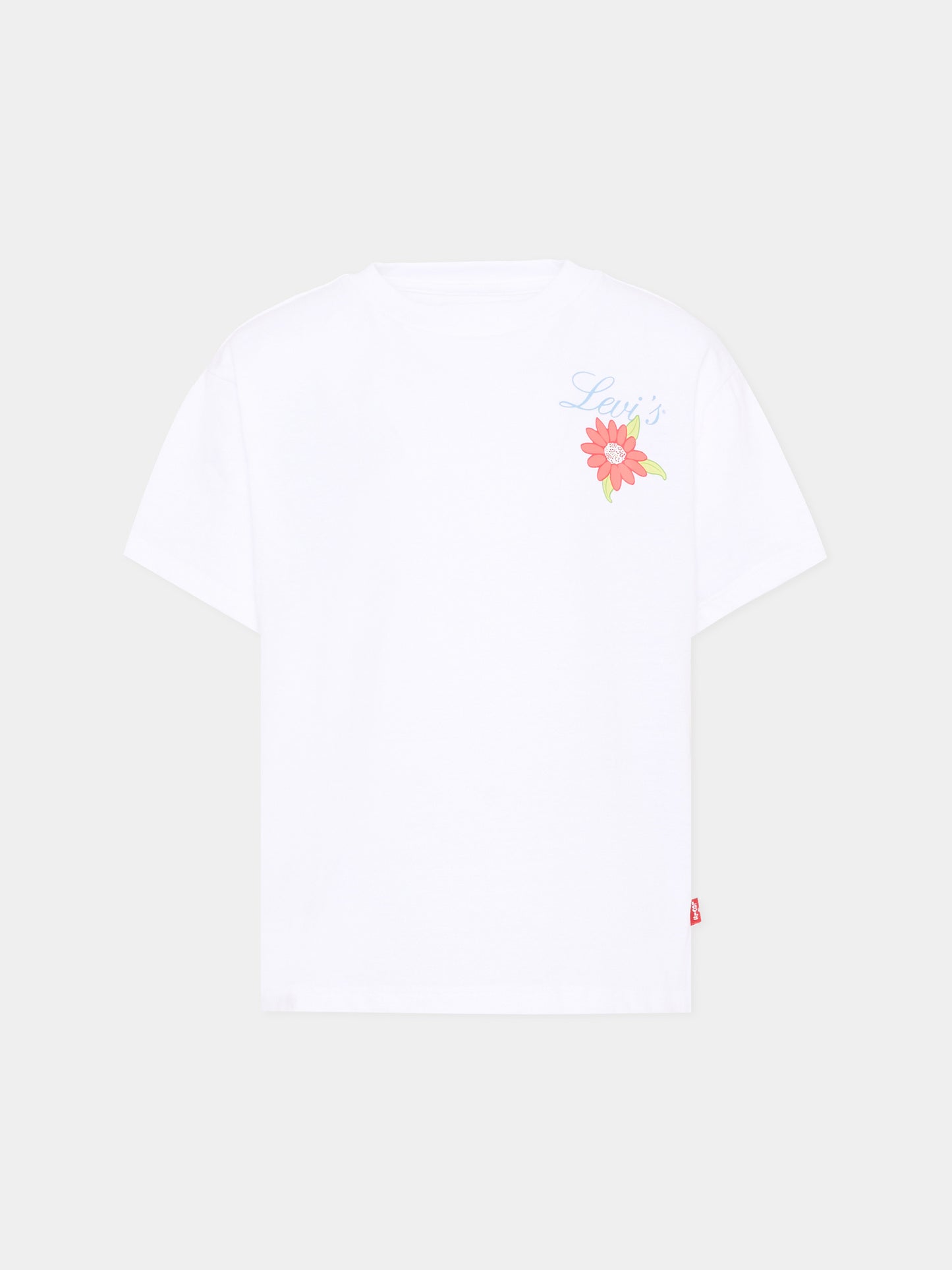 T-shirt bianca per bambina con fiori,Levi's Kids,4EP700 W1T