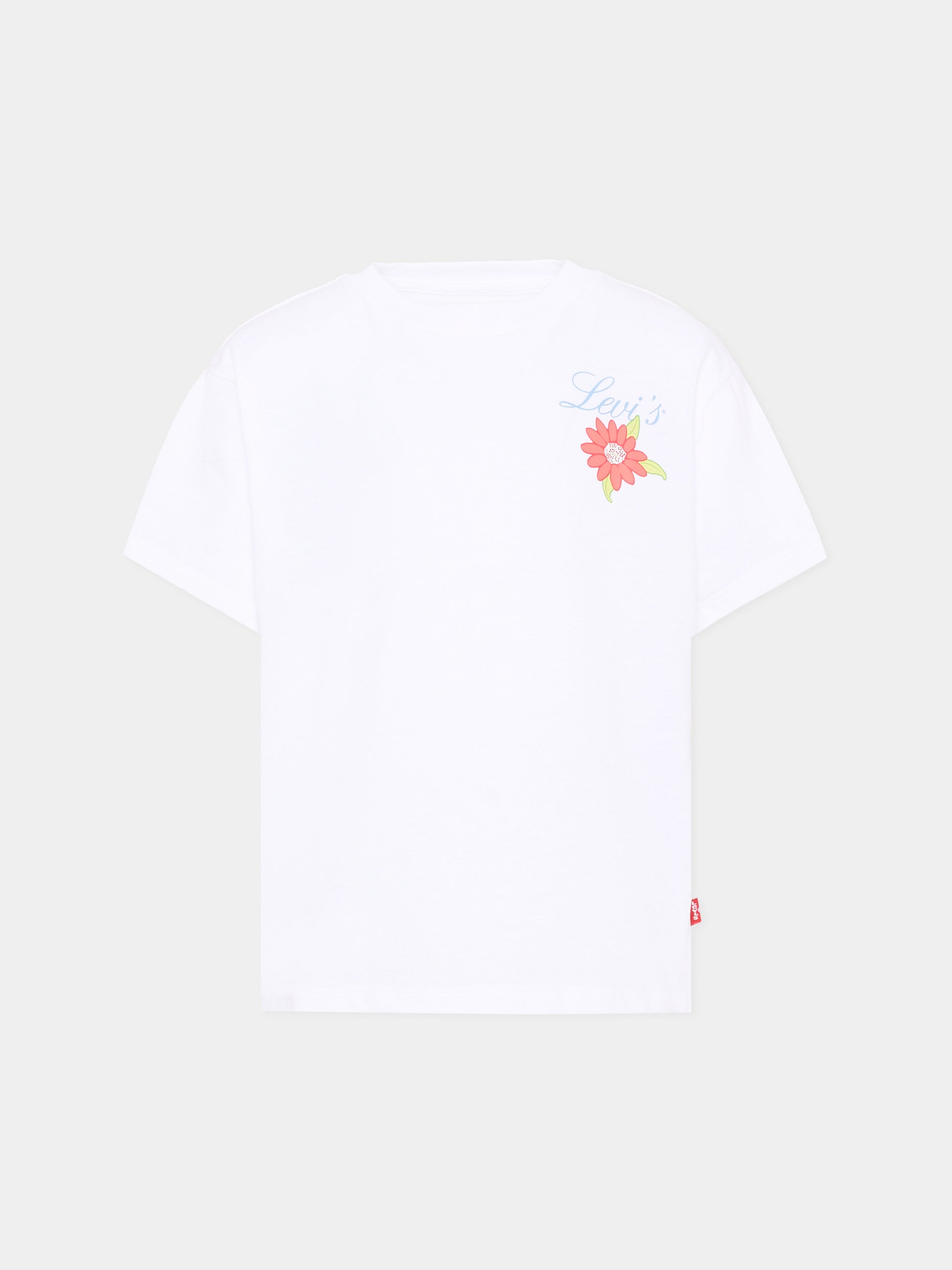 T-shirt bianca per bambina con fiori,Levi's Kids,4EP700 W1T