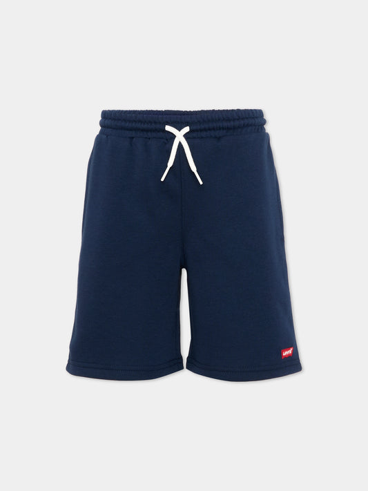 Shorts sportivi blu per bambino con logo,Levi's Kids,9EP592 C8D