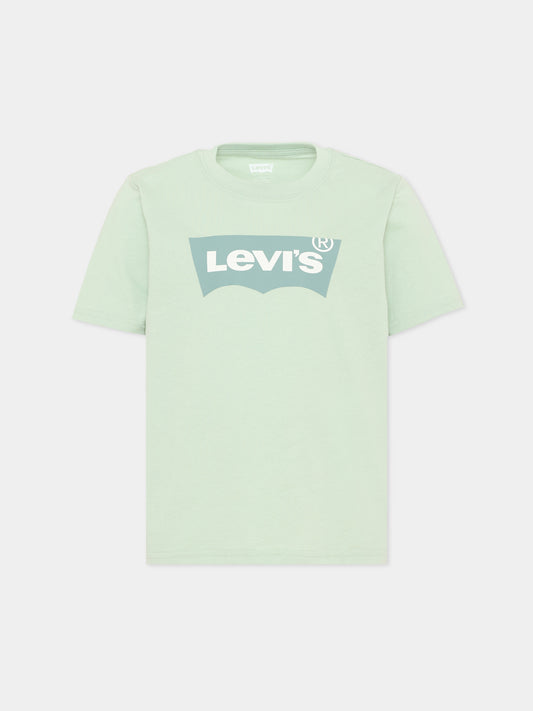 T-Shirt verde per bambino con logo,Levi's Kids,9E8157 FAF