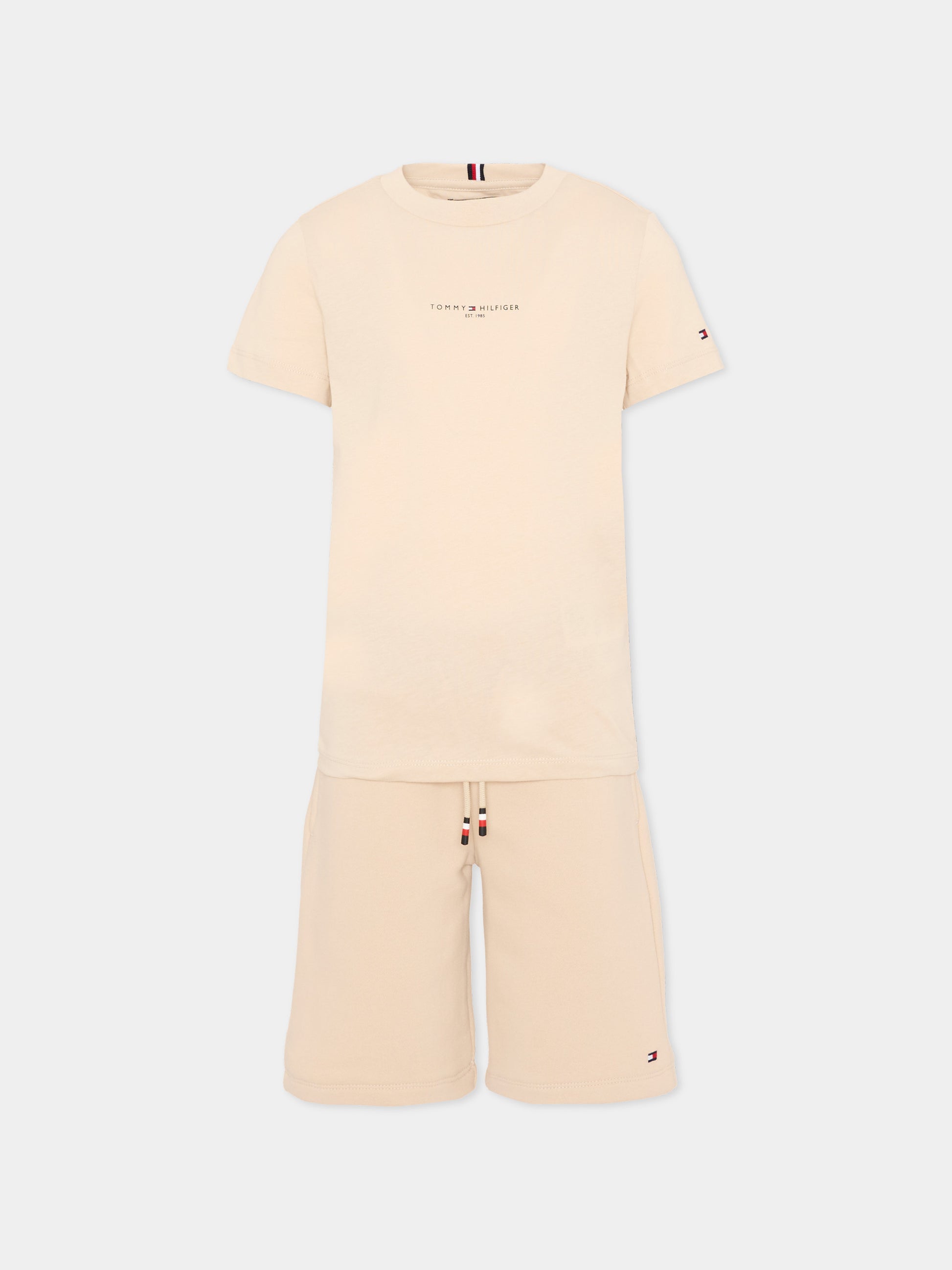 Completo sportivo beige per bambino con logo,Tommy Hilfiger Junior,KB0KB09666 ACI