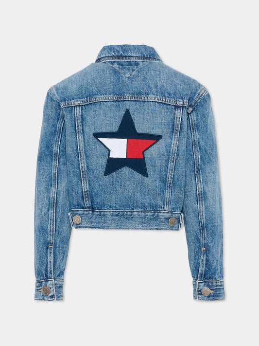 Giubbotto denim per bambina con logo,Tommy Hilfiger Junior,KG0KG09371 1A4