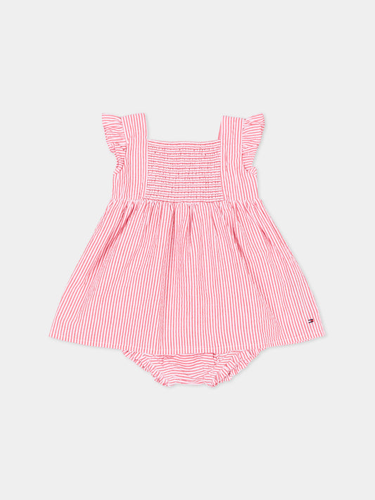 Vestito rosso per neonata a righe,Tommy Hilfiger Junior,KN0KN02370 XK3