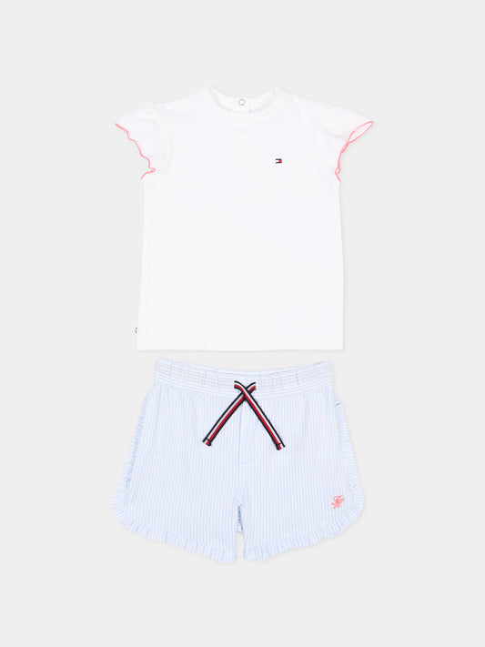 Completo sportivo bianco per neonata rigato,Tommy Hilfiger Junior,KN0KN02397 0A4
