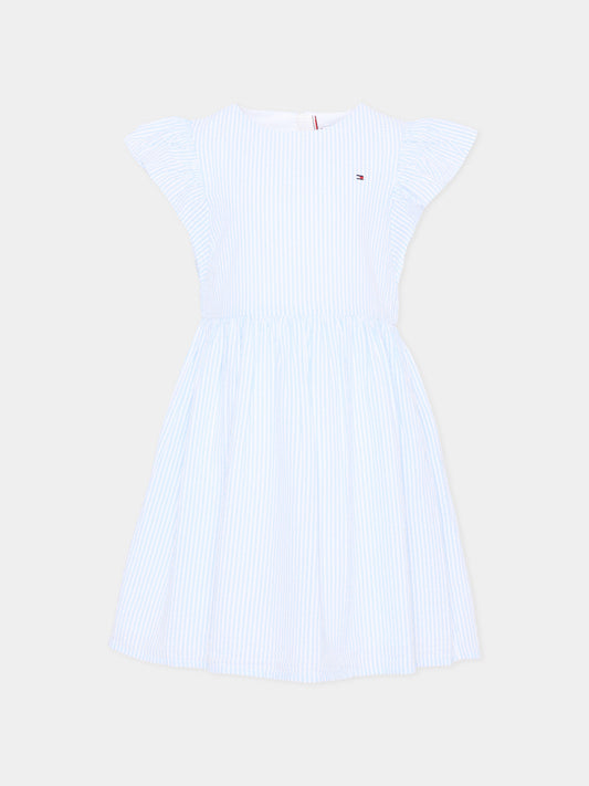 Vestito azzurro a righe per bambina,Tommy Hilfiger Junior,KG0KG09165 C3Q