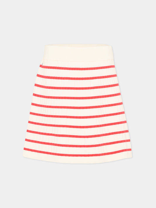Gonna bianca a righe rosse per bambina,Tommy Hilfiger Junior,KG0KG09380 XK3