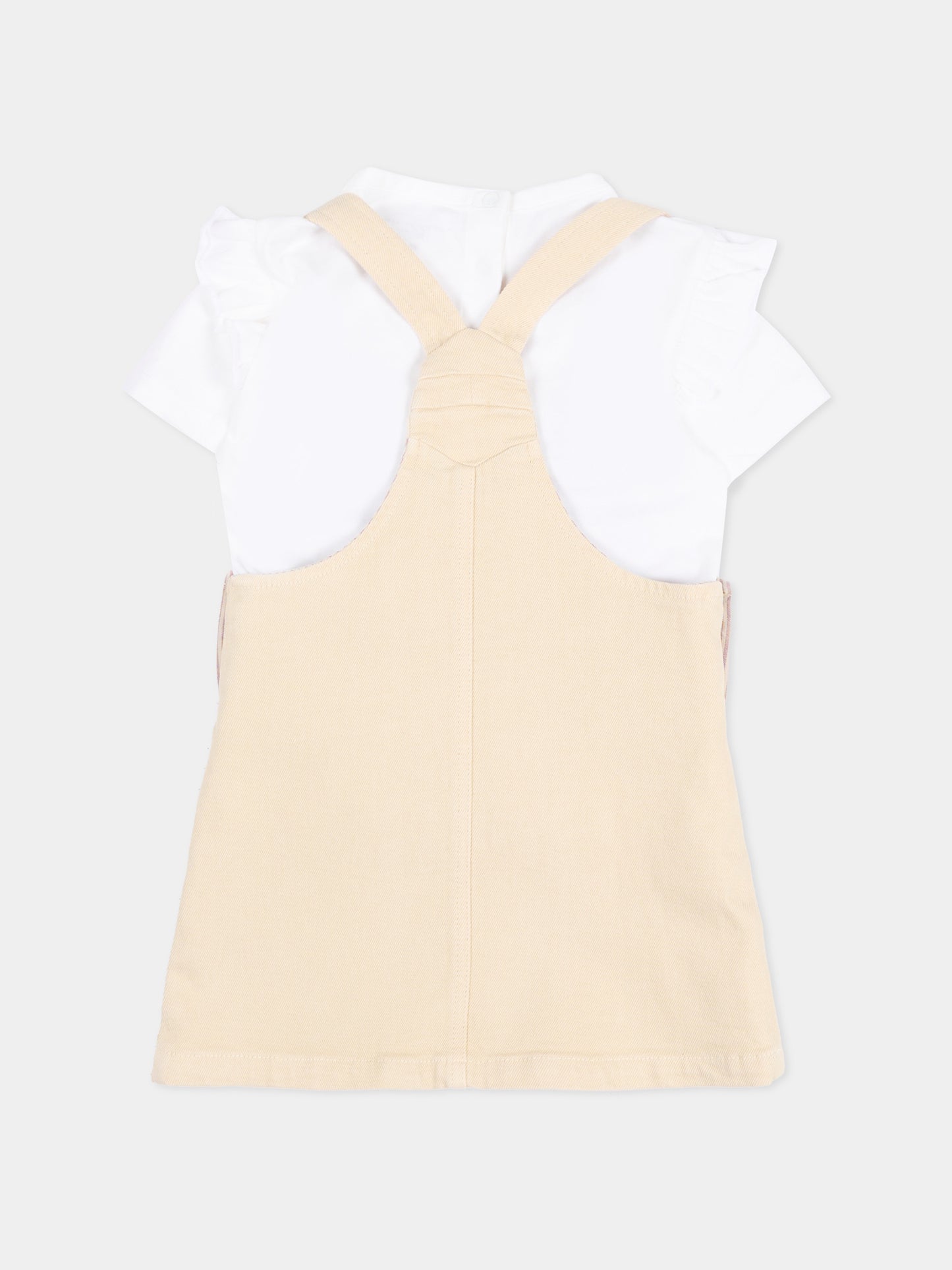 Salopette beige per neonata con logo,Tommy Hilfiger Junior,KN0KN02380 ACI