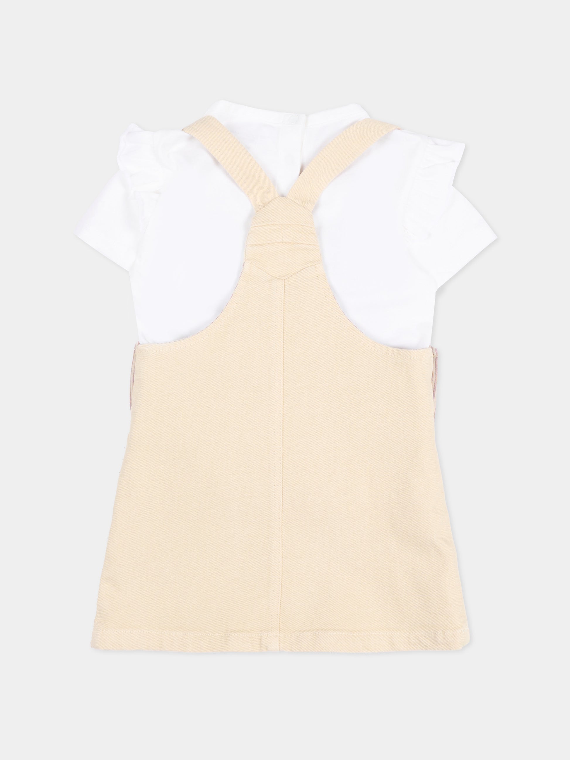 Salopette beige per neonata con logo,Tommy Hilfiger Junior,KN0KN02380 ACI
