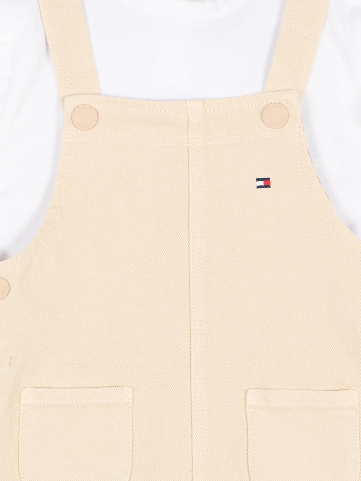 Salopette beige per neonata con logo,Tommy Hilfiger Junior,KN0KN02380 ACI
