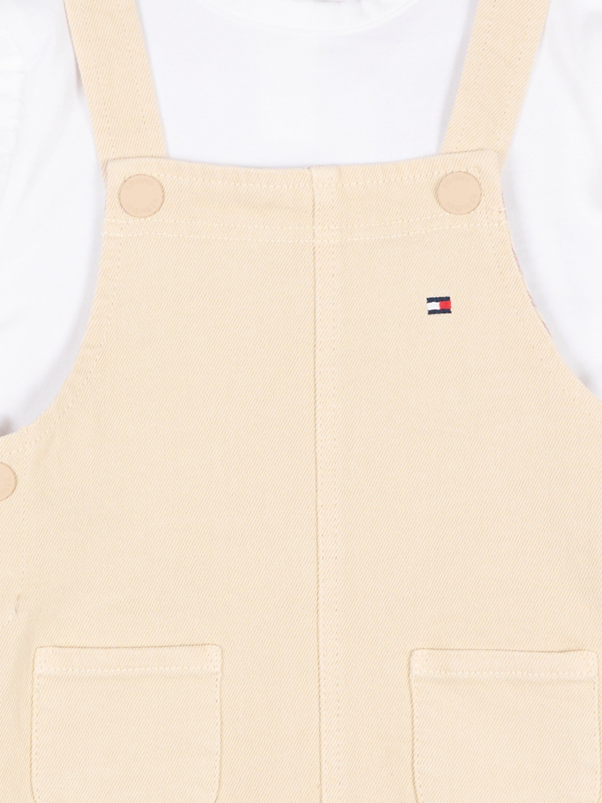 Salopette beige per neonata con logo,Tommy Hilfiger Junior,KN0KN02380 ACI