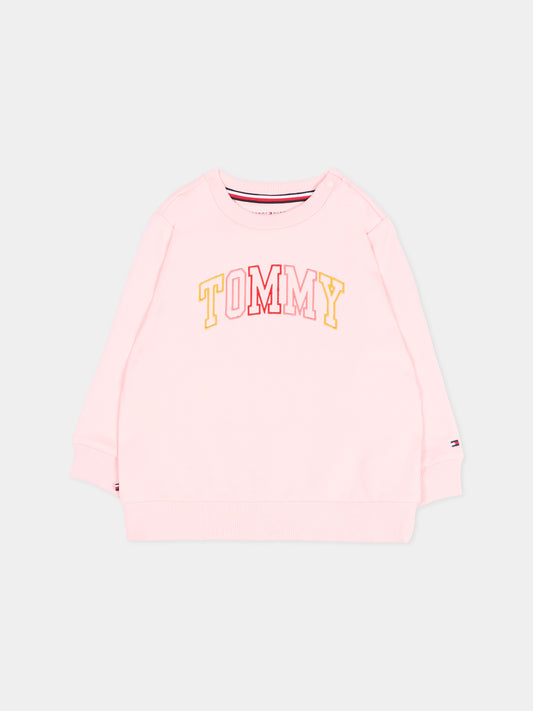 Felpa rosa per neonata con logo,Tommy Hilfiger Junior,KN0KN02394 TH3