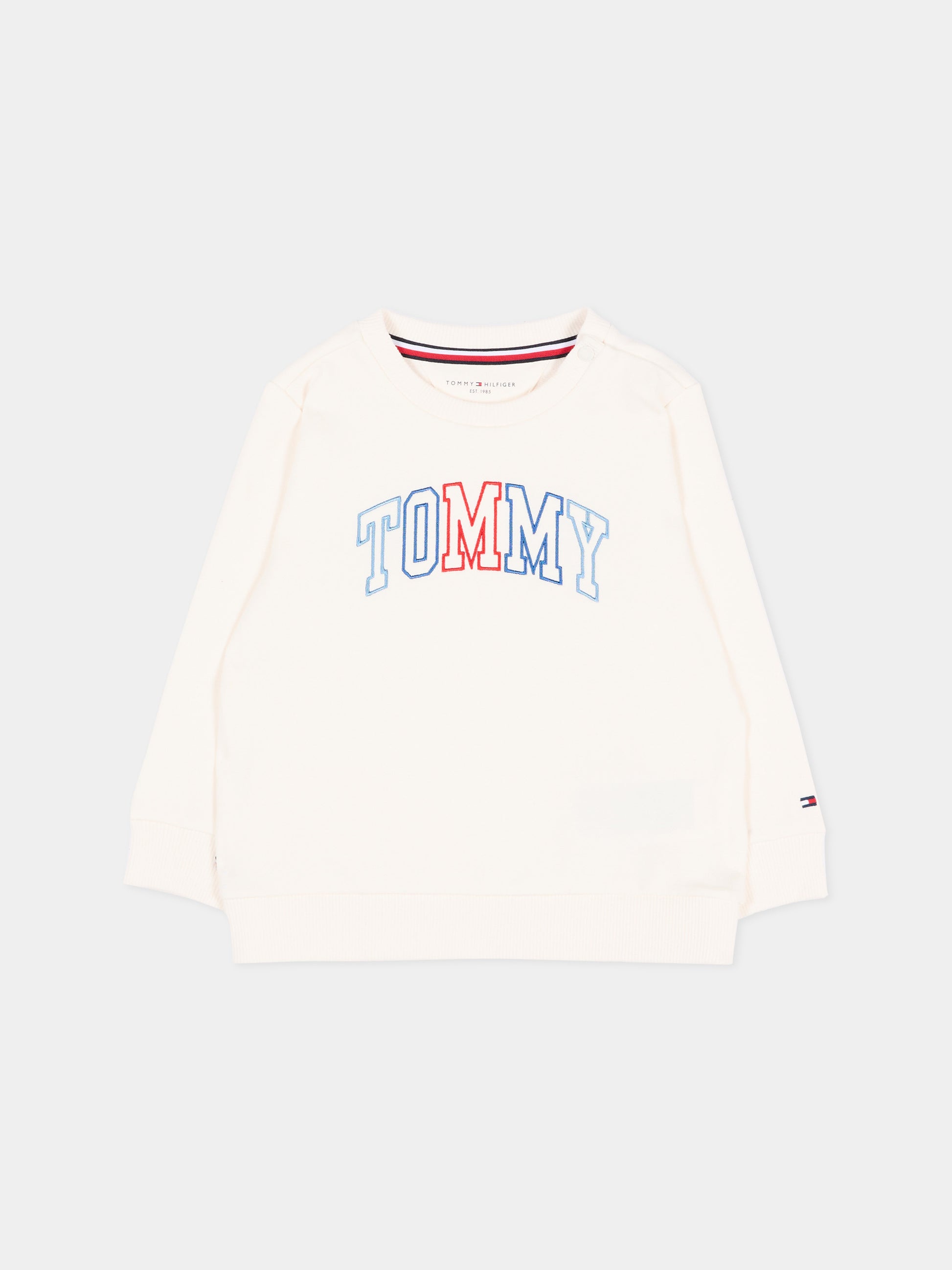Felpa avorio per neonata con logo,Tommy Hilfiger Junior,KN0KN02394 YBH