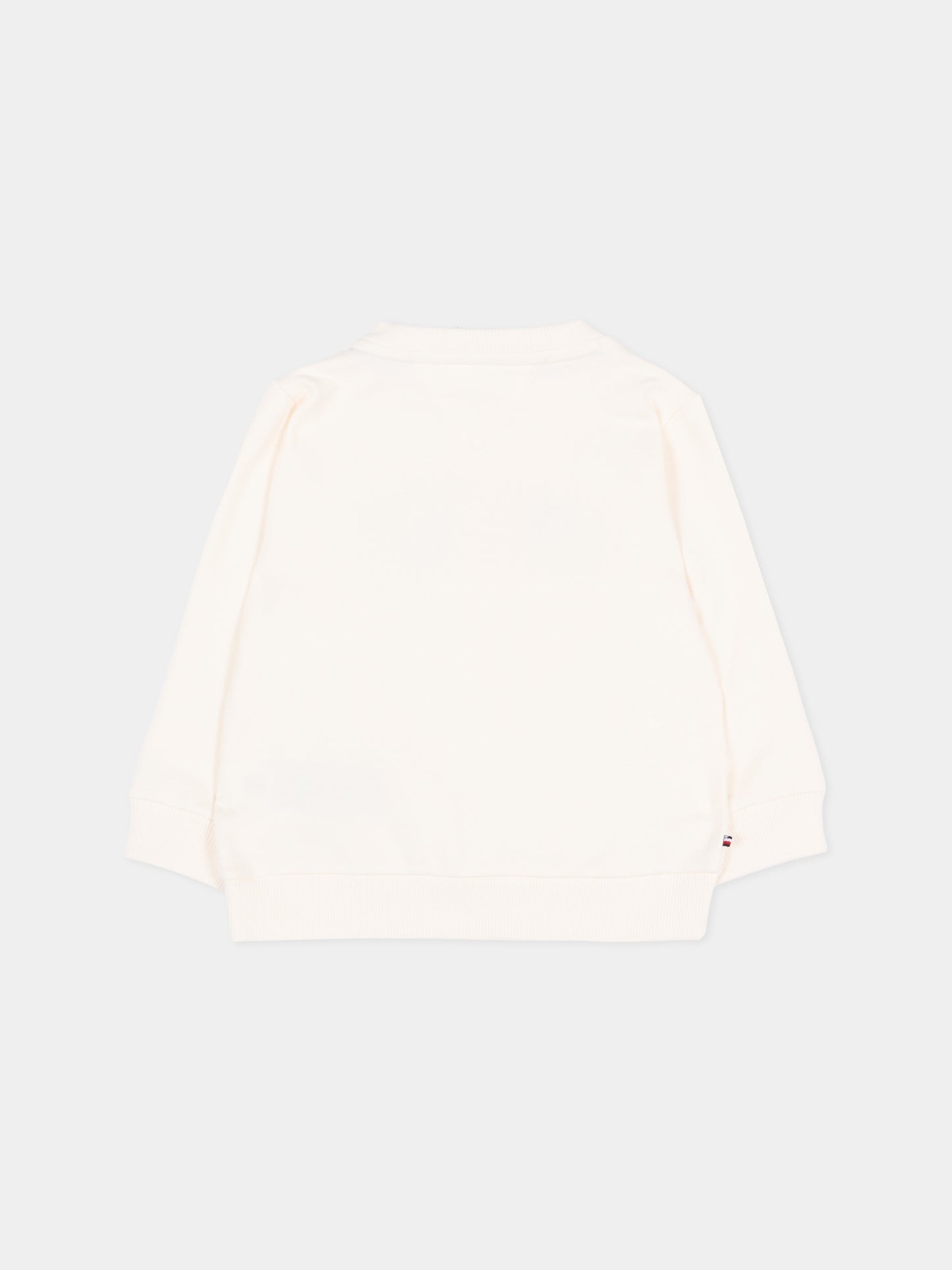 Felpa avorio per neonata con logo,Tommy Hilfiger Junior,KN0KN02394 YBH