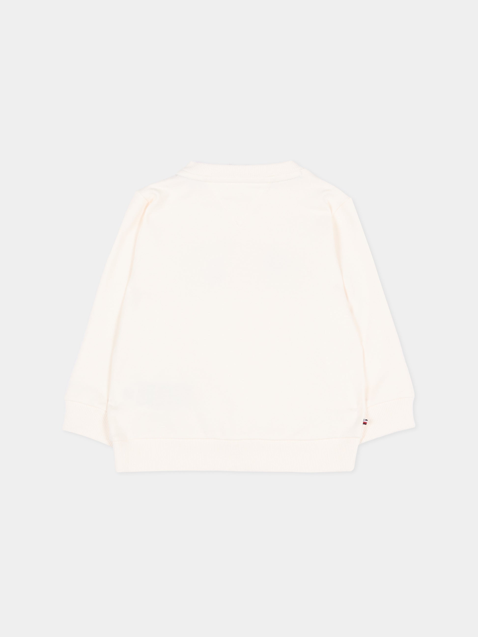 Felpa avorio per neonata con logo,Tommy Hilfiger Junior,KN0KN02394 YBH