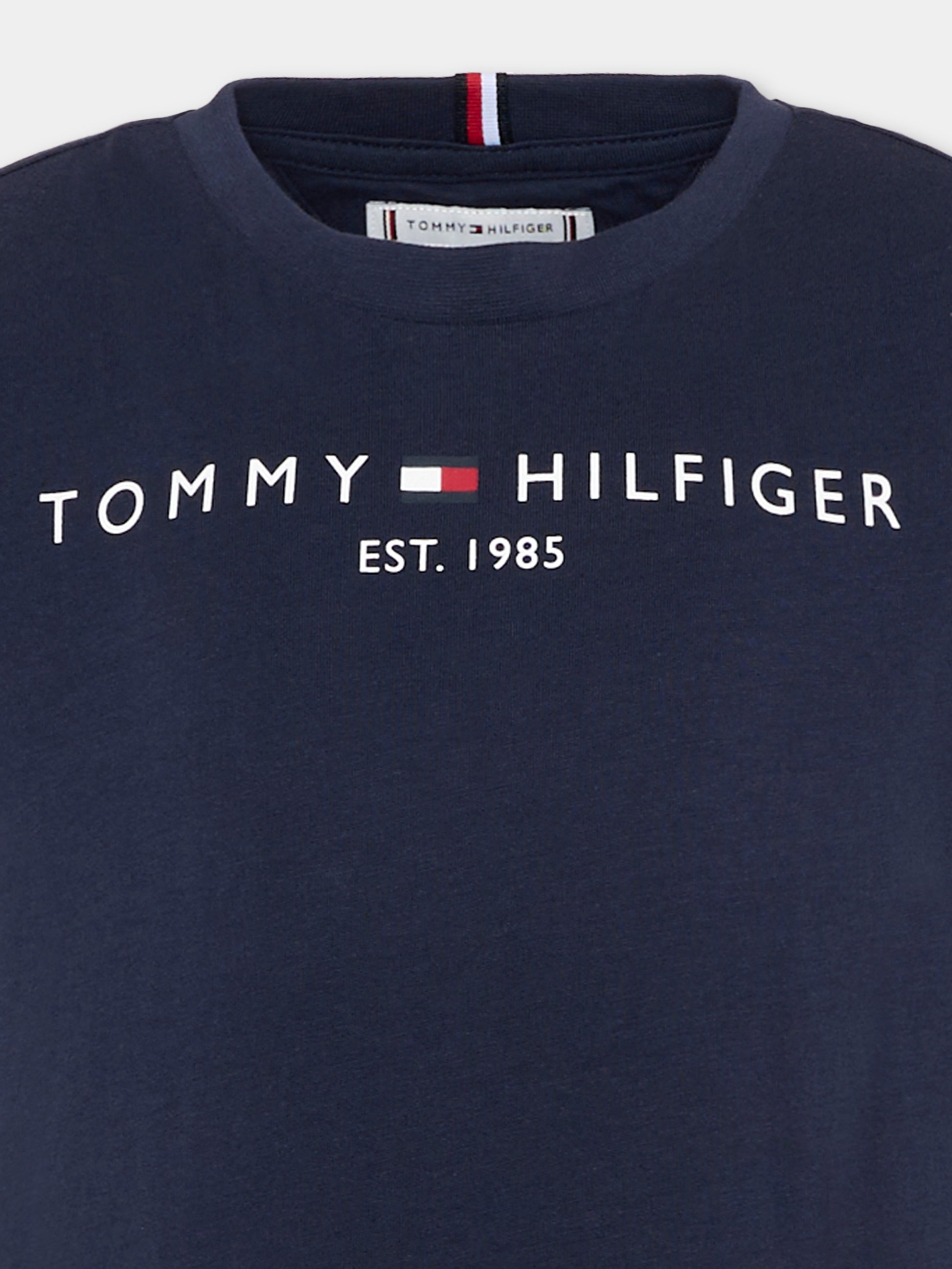 T-Shirt blu per bambini con logo,Tommy Hilfiger Junior,KS0KS00210 C87