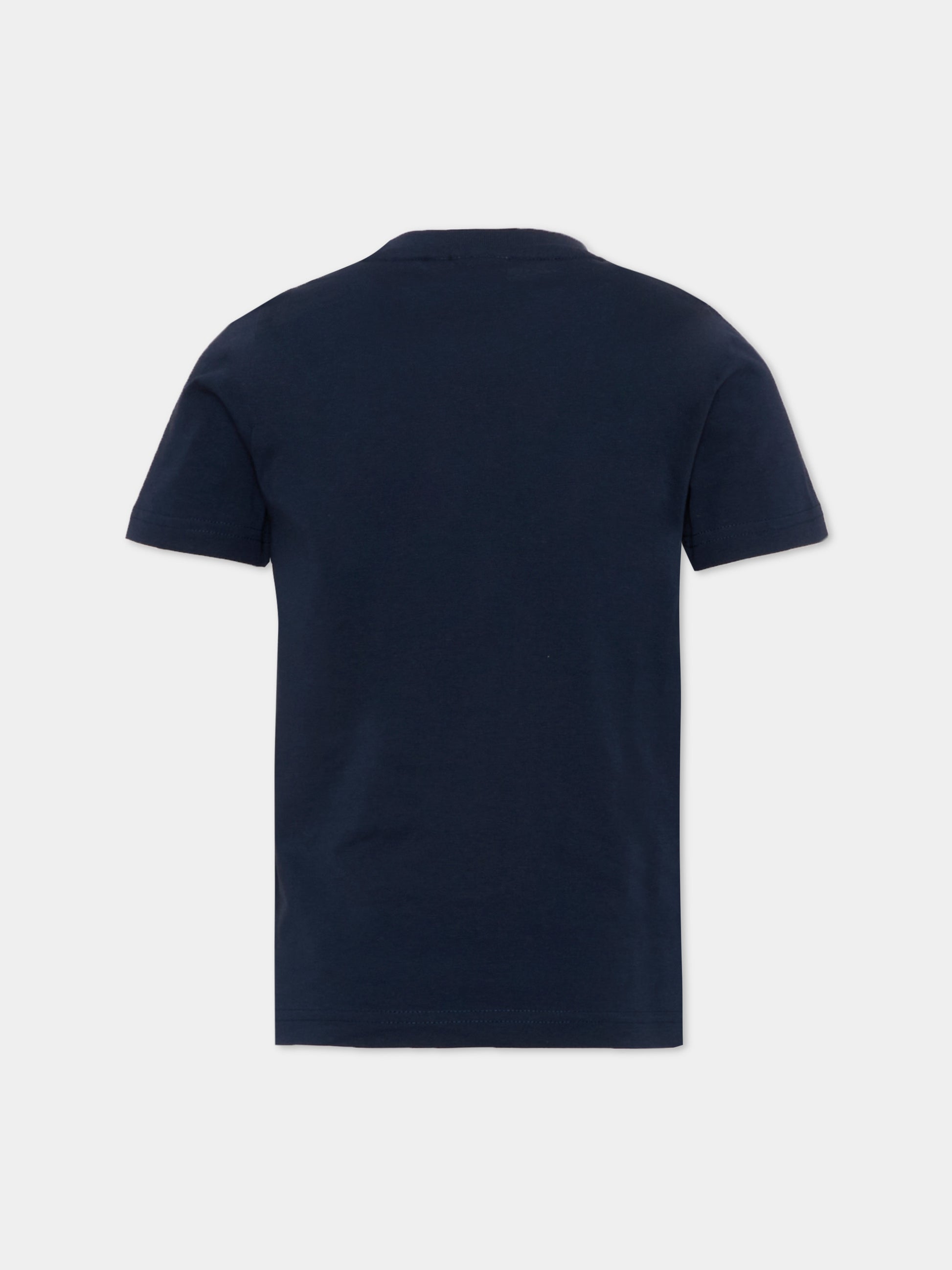 T-Shirt blu per bambino con logo,Boss,J52034 849