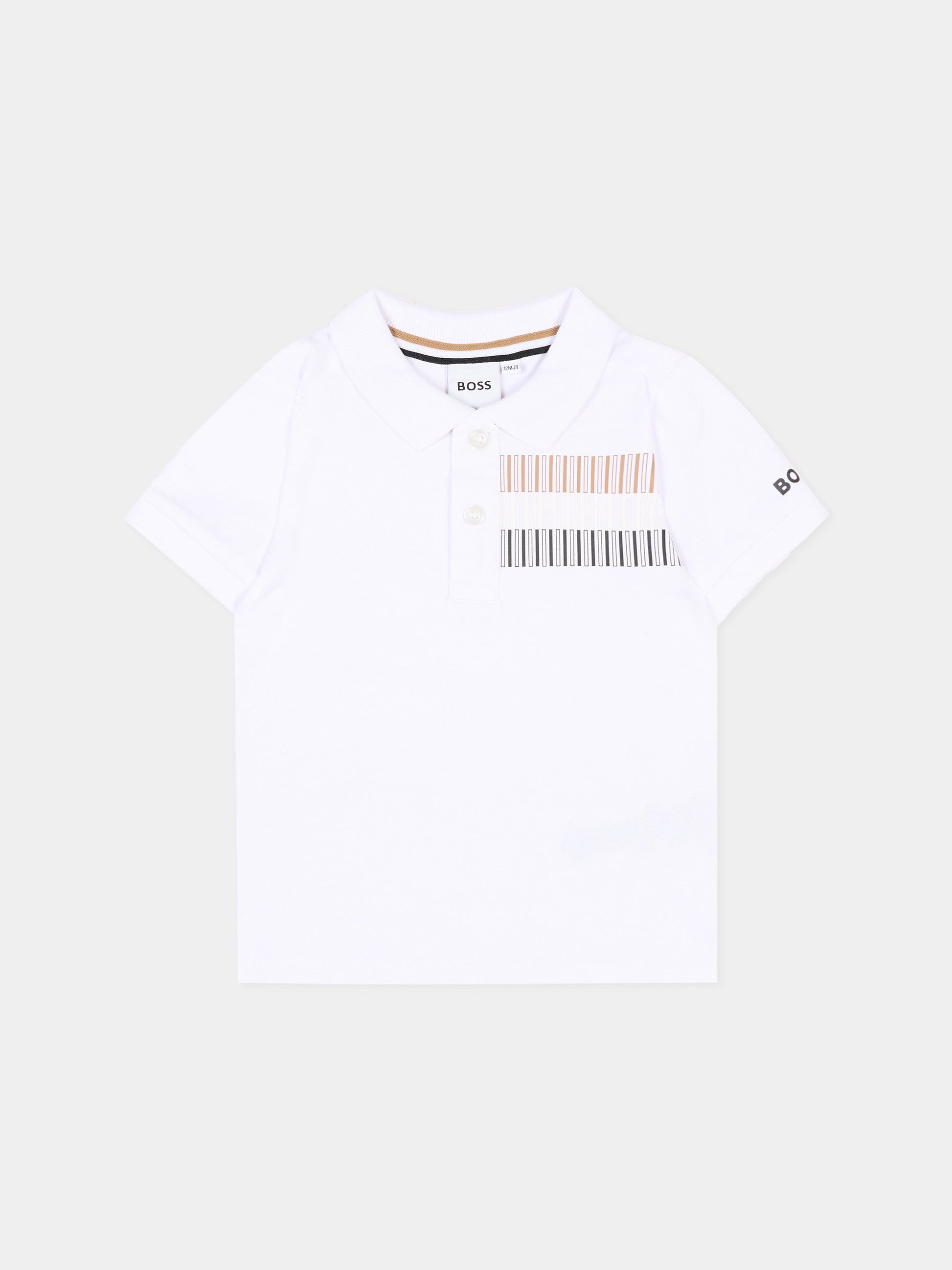 Polo bianca per neonato con logo,Boss,J52100 10P