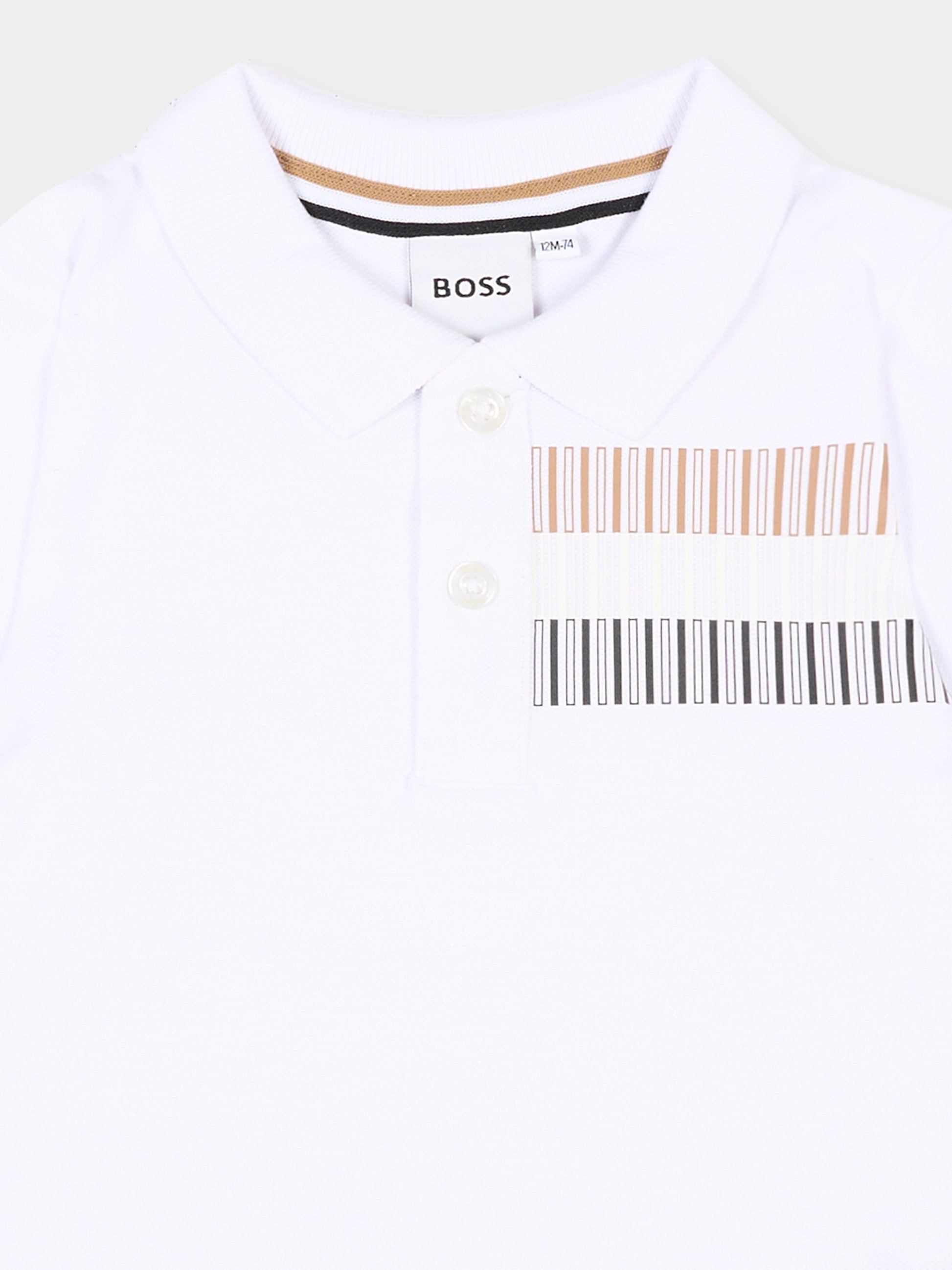 Polo bianca per neonato con logo,Boss,J52100 10P