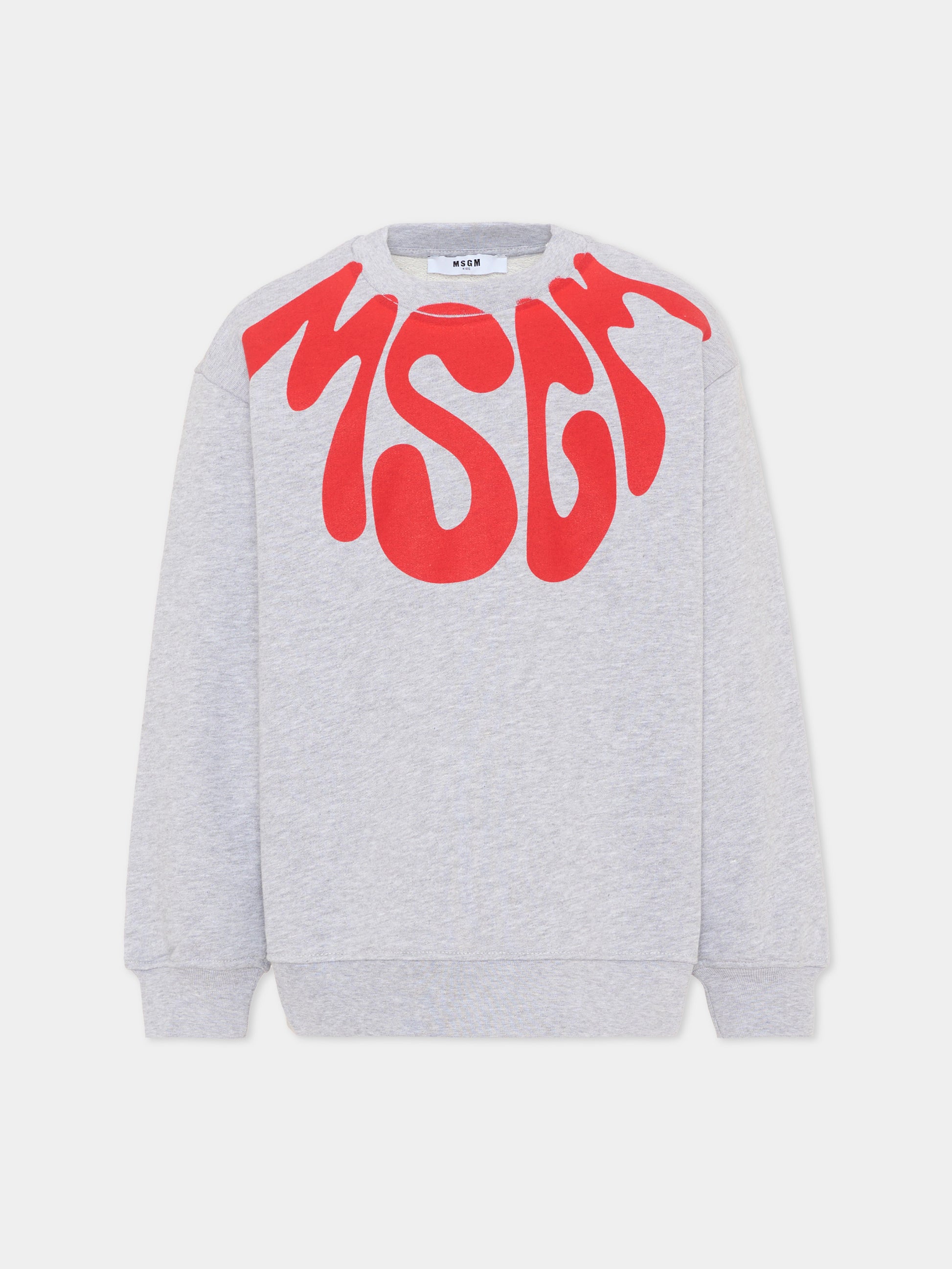 Felpa grigia per bambini con logo,Msgm Kids,S6MSJUSW220 271