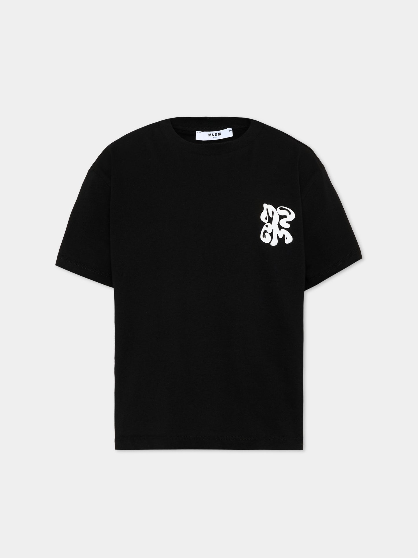 T-Shirt nera per bambino con logo,Msgm Kids,S6MSJBTH257 110