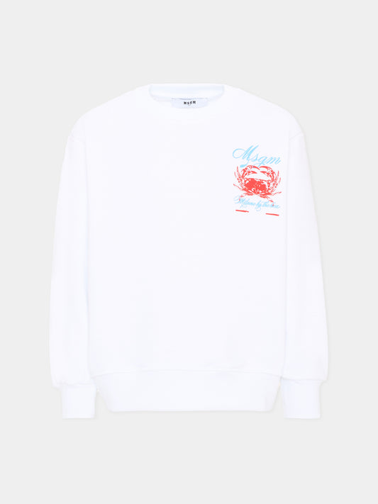Felpa bianca per bambino con granchio,Msgm Kids,S6MSJBSW294 001