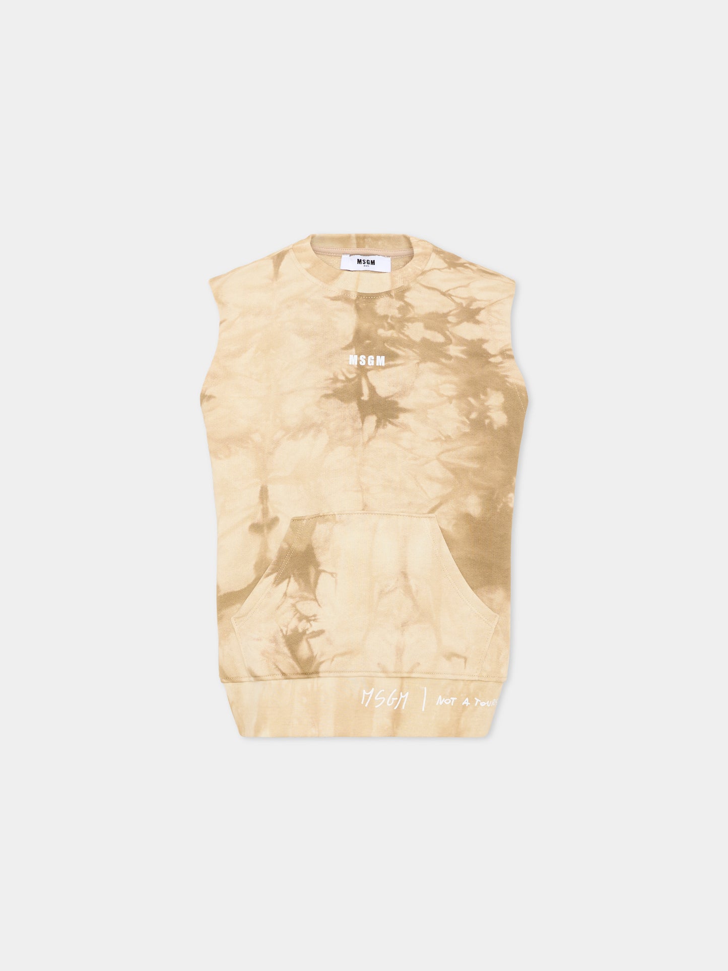 Felpa beige tie-dye per bambino con logo,Msgm Kids,S6MSJBSW244 015