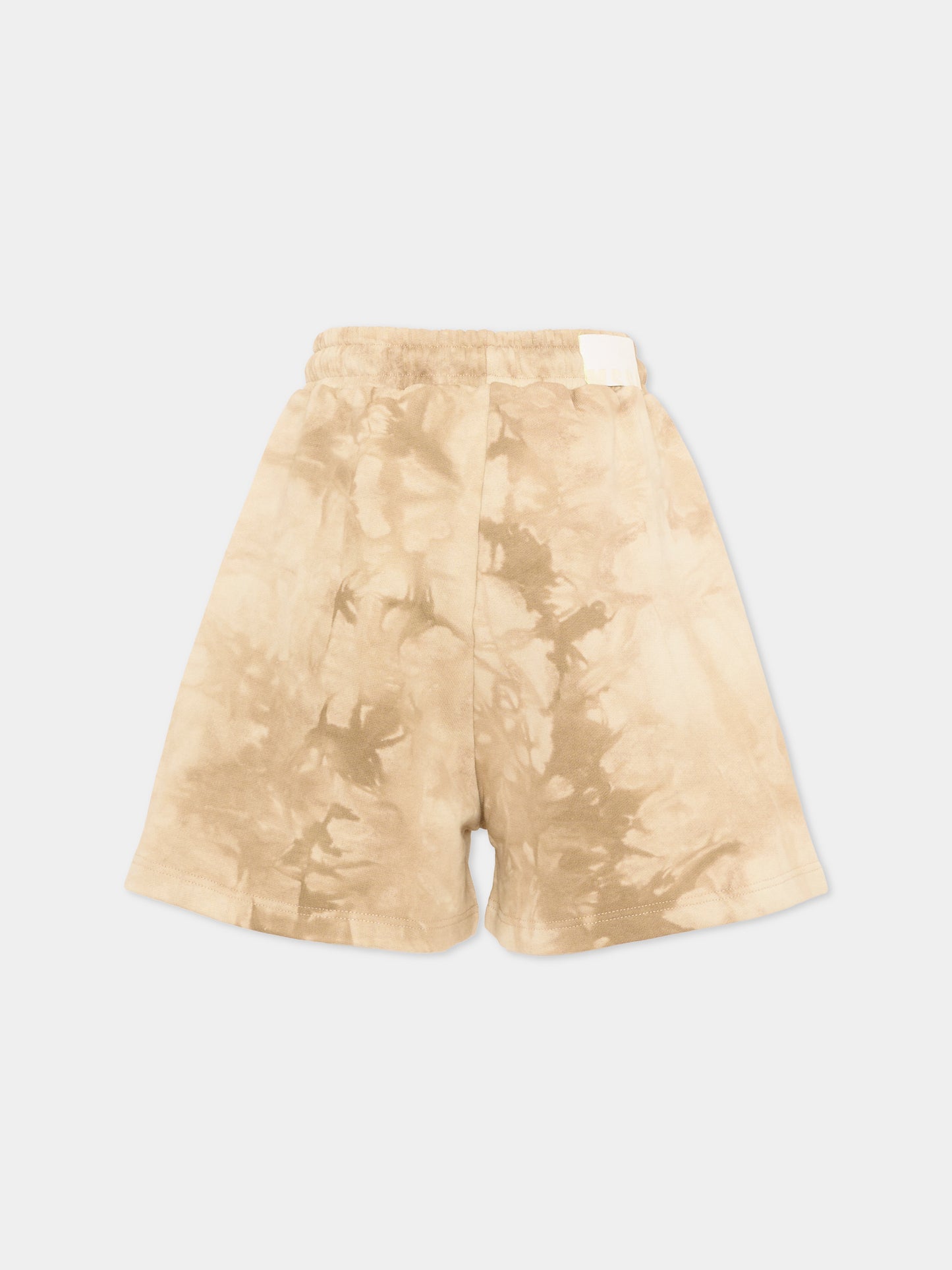 Shorts sportivi beige tie-dye per bambino