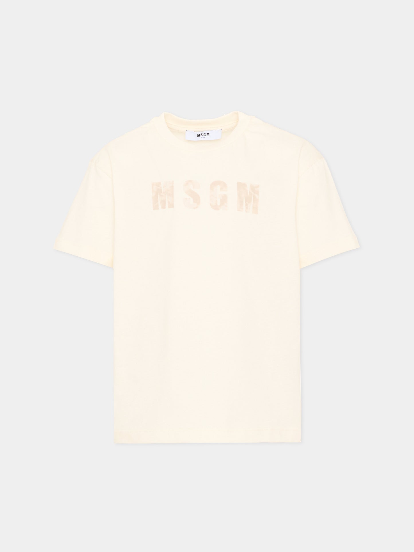 T-Shirt avorio per bambino con logo,Msgm Kids,S6MSJBTH241 013/20