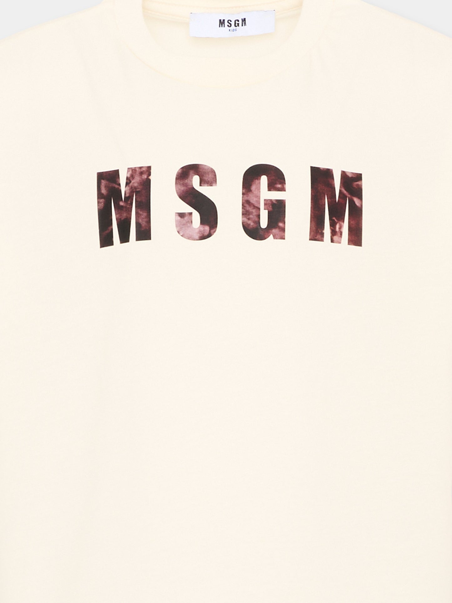 T-Shirt avorio per bambino con logo,Msgm Kids,S6MSJBTH241 013