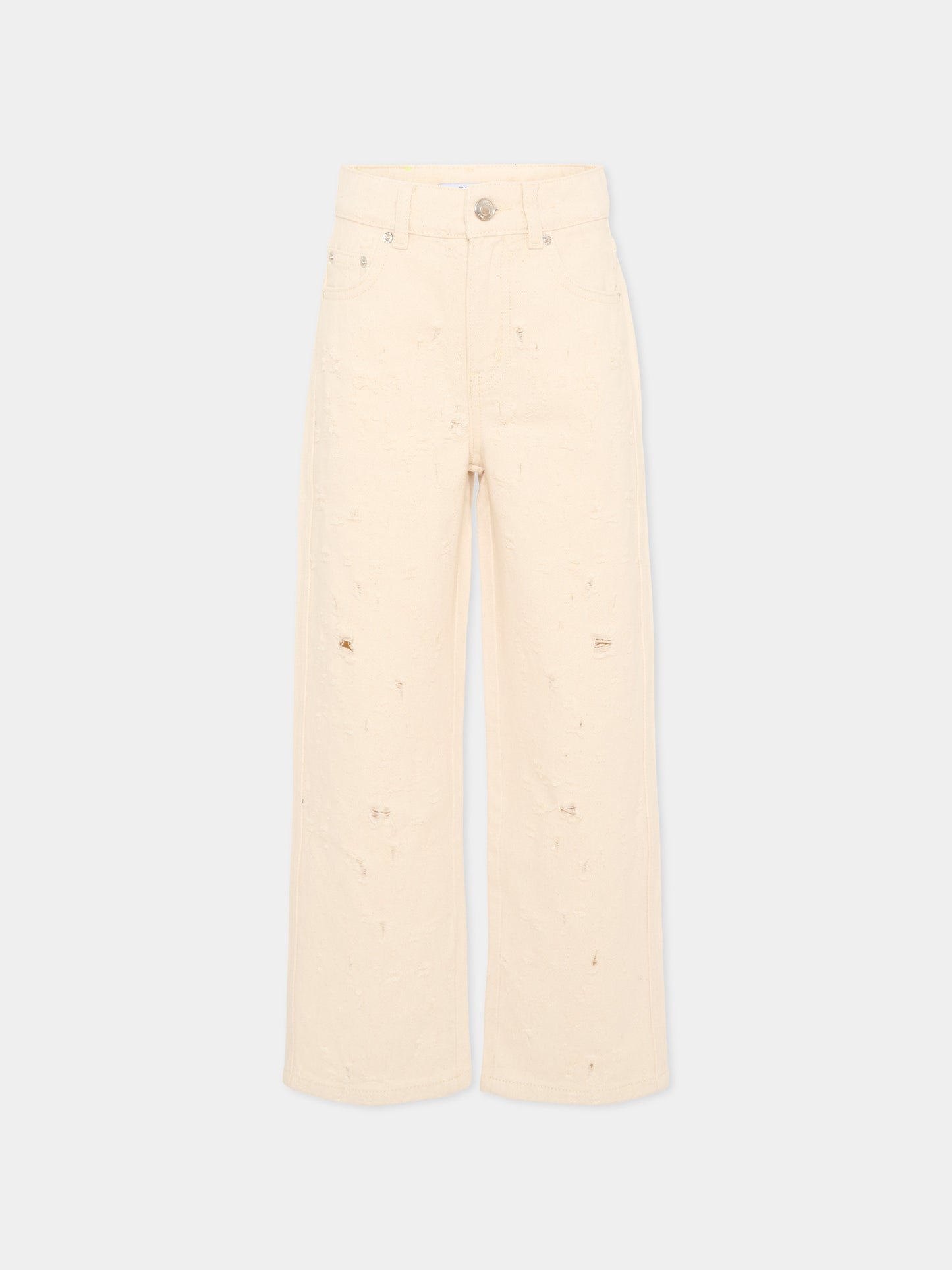 Jeans avorio per bambino con logo