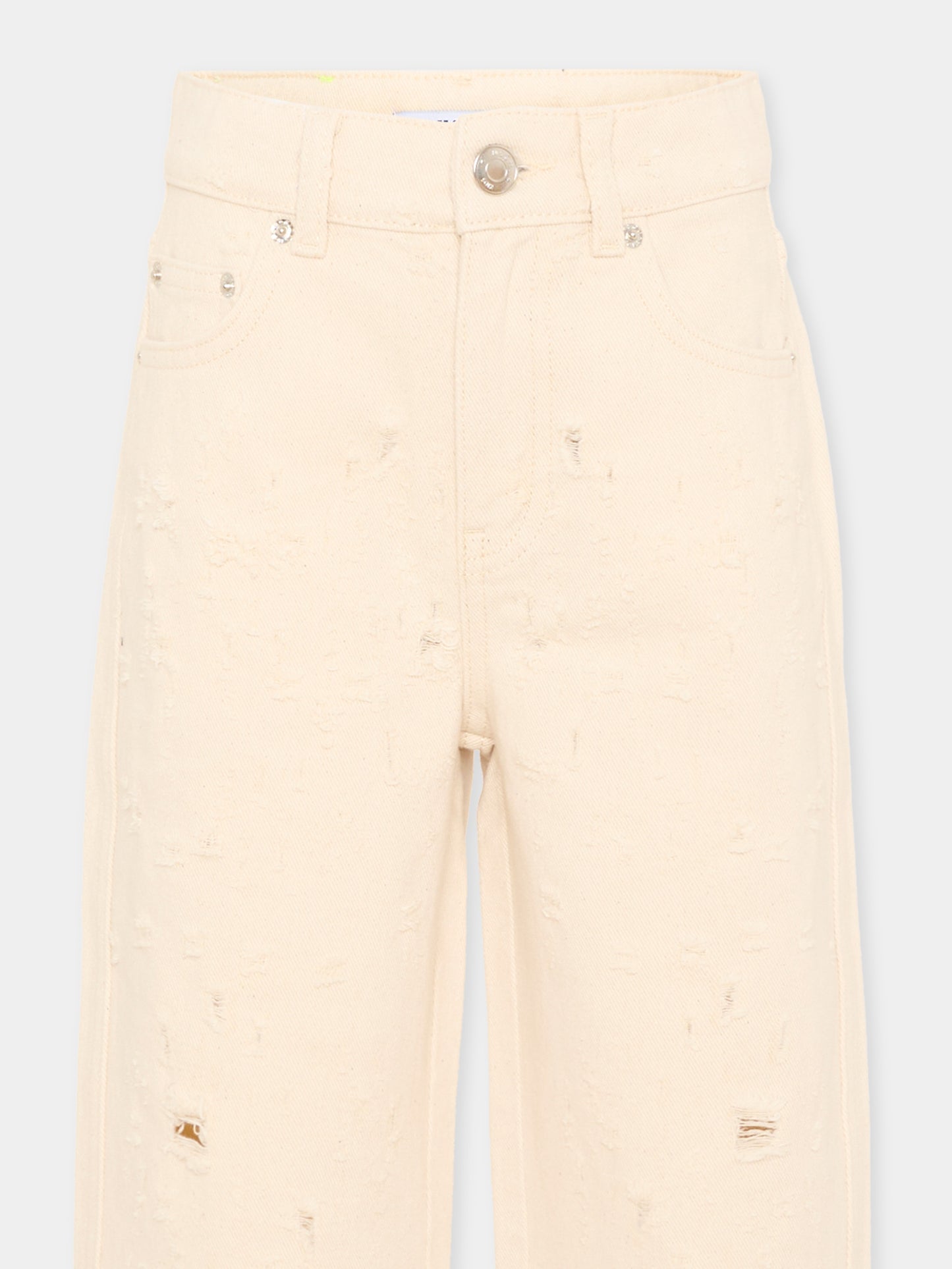 Jeans avorio per bambino con logo