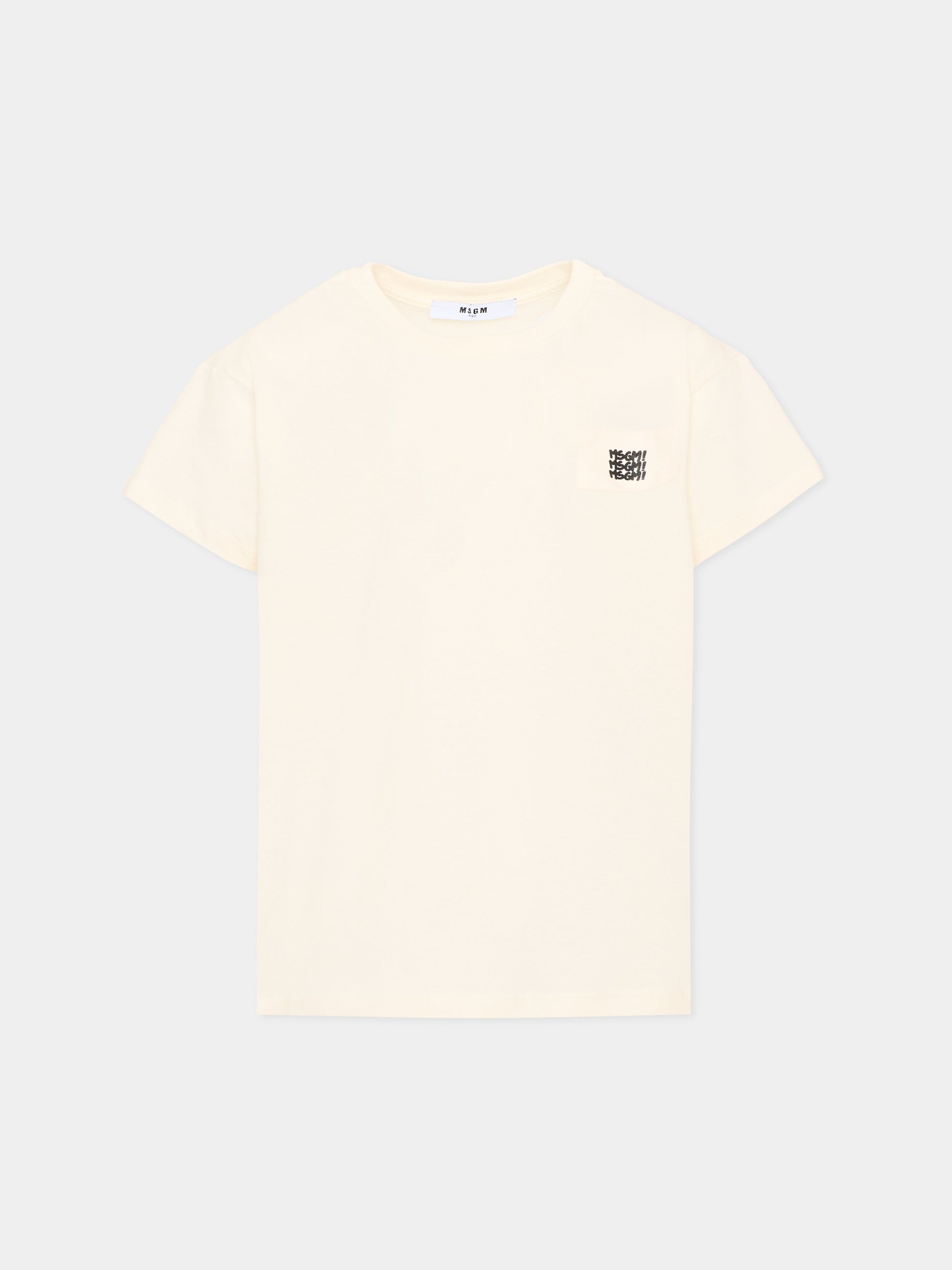 T-Shirt avorio per bambino con logo,Msgm Kids,S6MSJBTH226 013