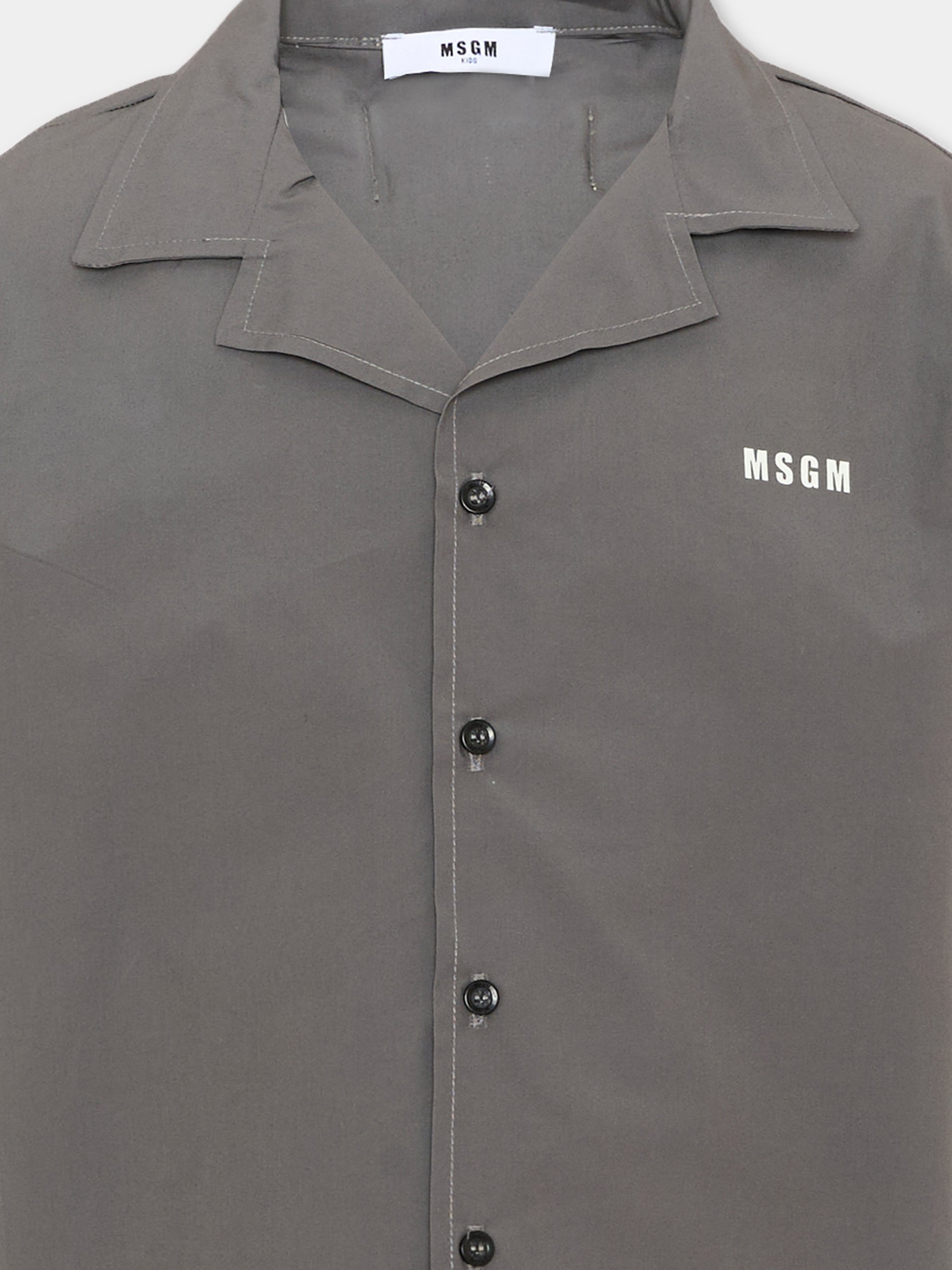 Camicia grigia per bambino con logo,Msgm Kids,S6MSJBSI156 103