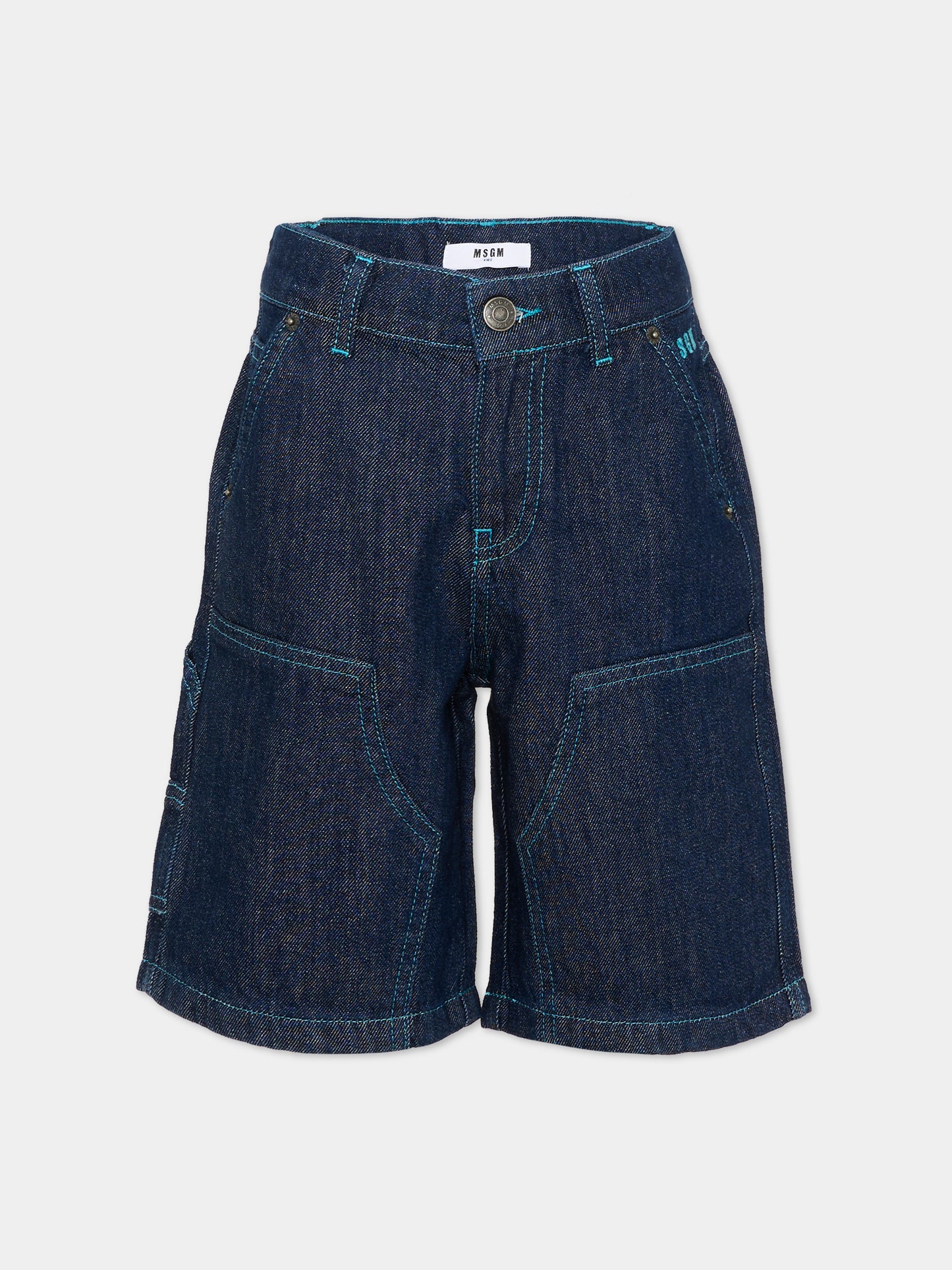 Shorts denim per bambini con logo,Msgm Kids,S6MSJUBE048 126