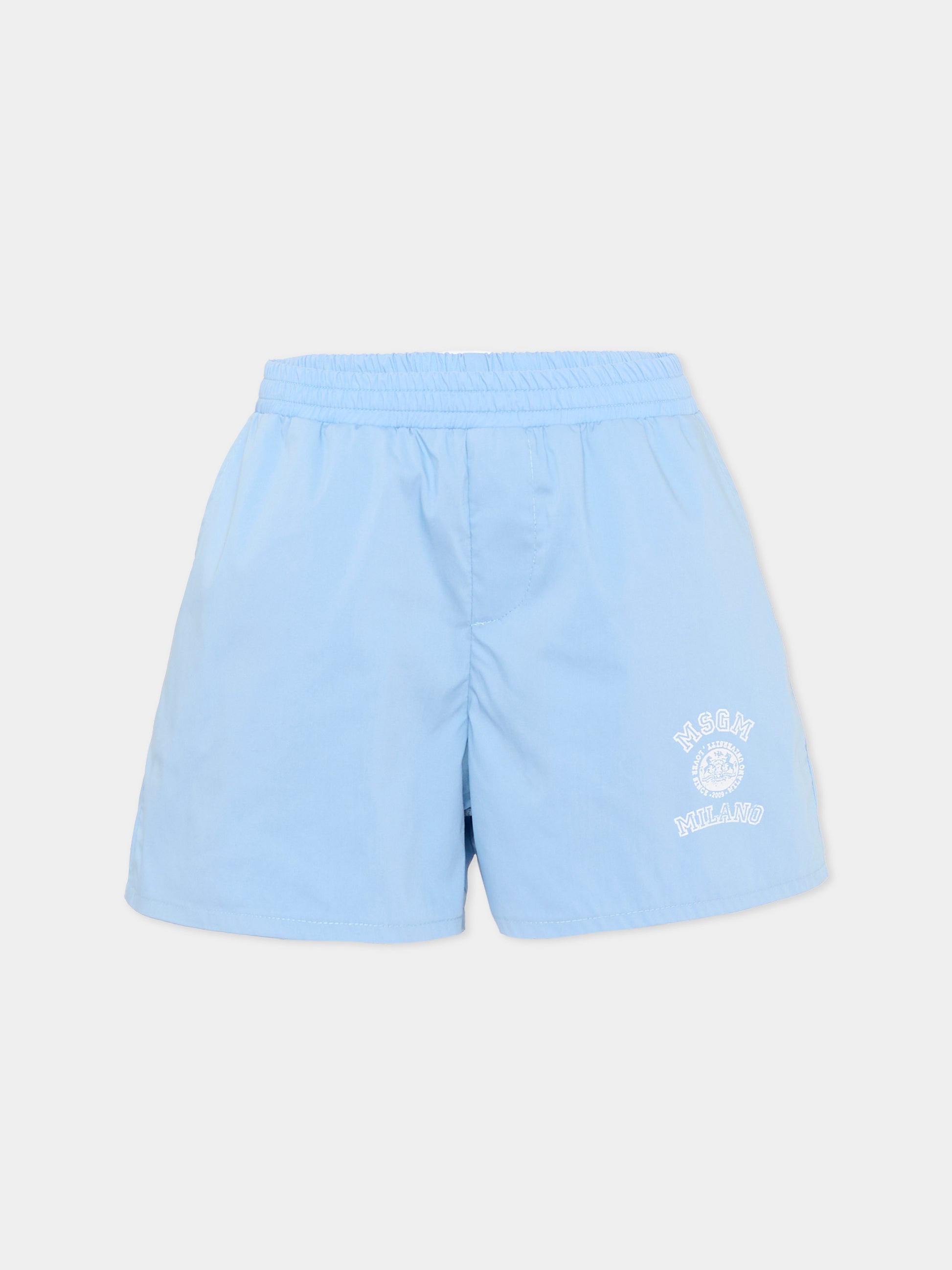 Shorts celeste per bambina con logo,Msgm Kids,S6MSJGSH022 050