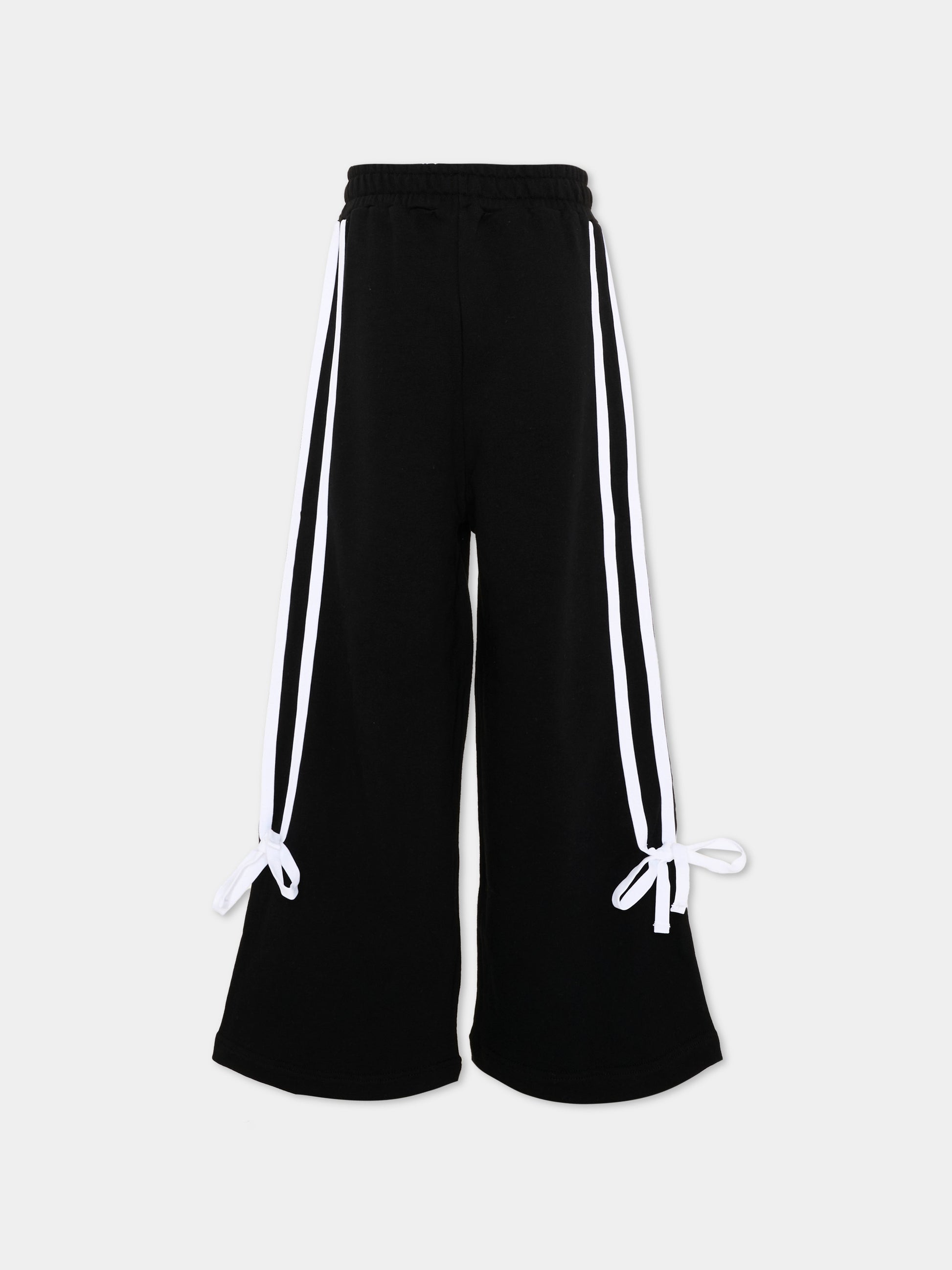 Pantalone sportivo nero per bambina con logo,Msgm Kids,S6MSJGFP280 110